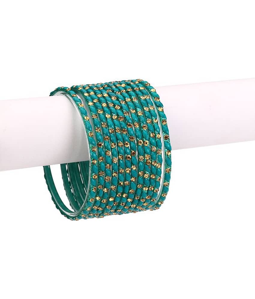 AFAST 12 Colorful Glass Bangle Party Set & Crystal With Safety Box-EL_2.6 - Bangles & Bracelets | Buy online on ZillyBuy
