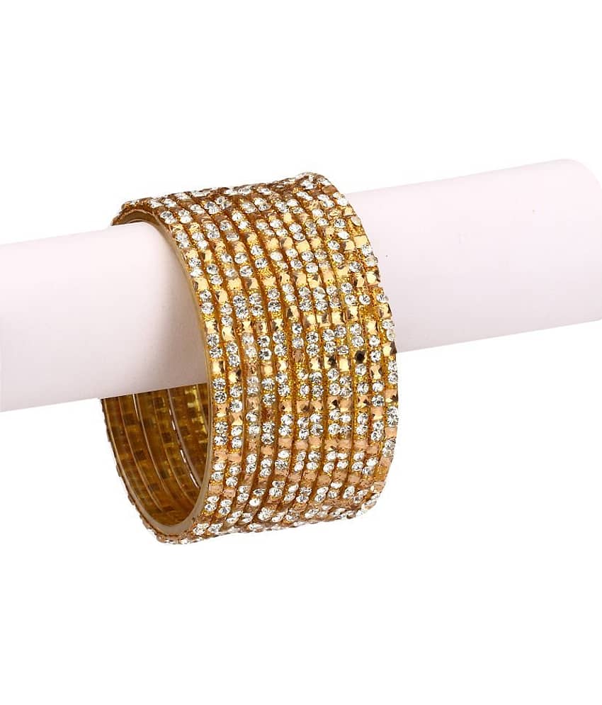 AFAST 12 Golden Glass Bangle Party Set & Crystal With Safety Box-EP_2.6 - Bangles & Bracelets | Buy online on ZillyBuy