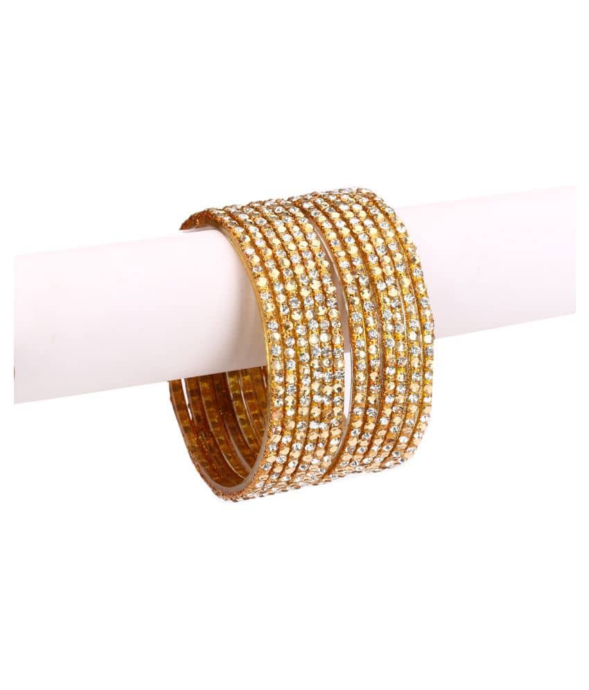 AFAST  12 Golden Glass Bangle Party Set  & Crystal With Safety Box-EN_2.6 - Bangles & Bracelets | Buy online on ZillyBuy