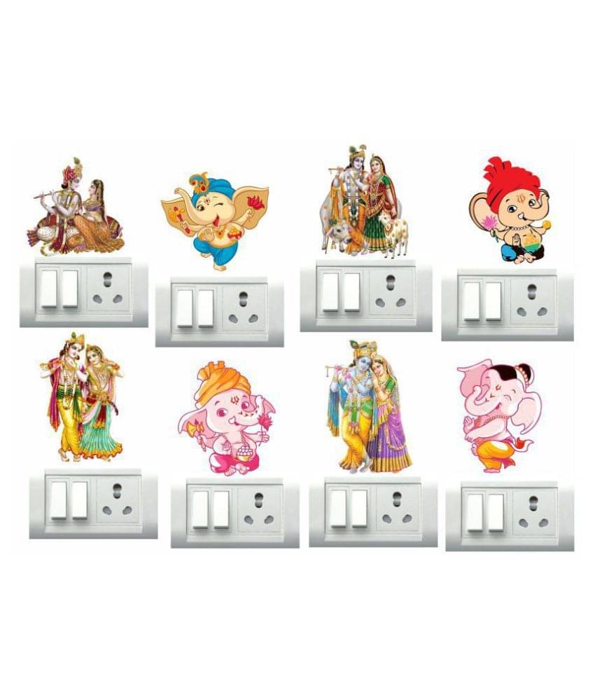     			Decor Villa Radha Krishna and Ganesh ji Religious & Inspirational Sticker ( 30 x 33 cms )