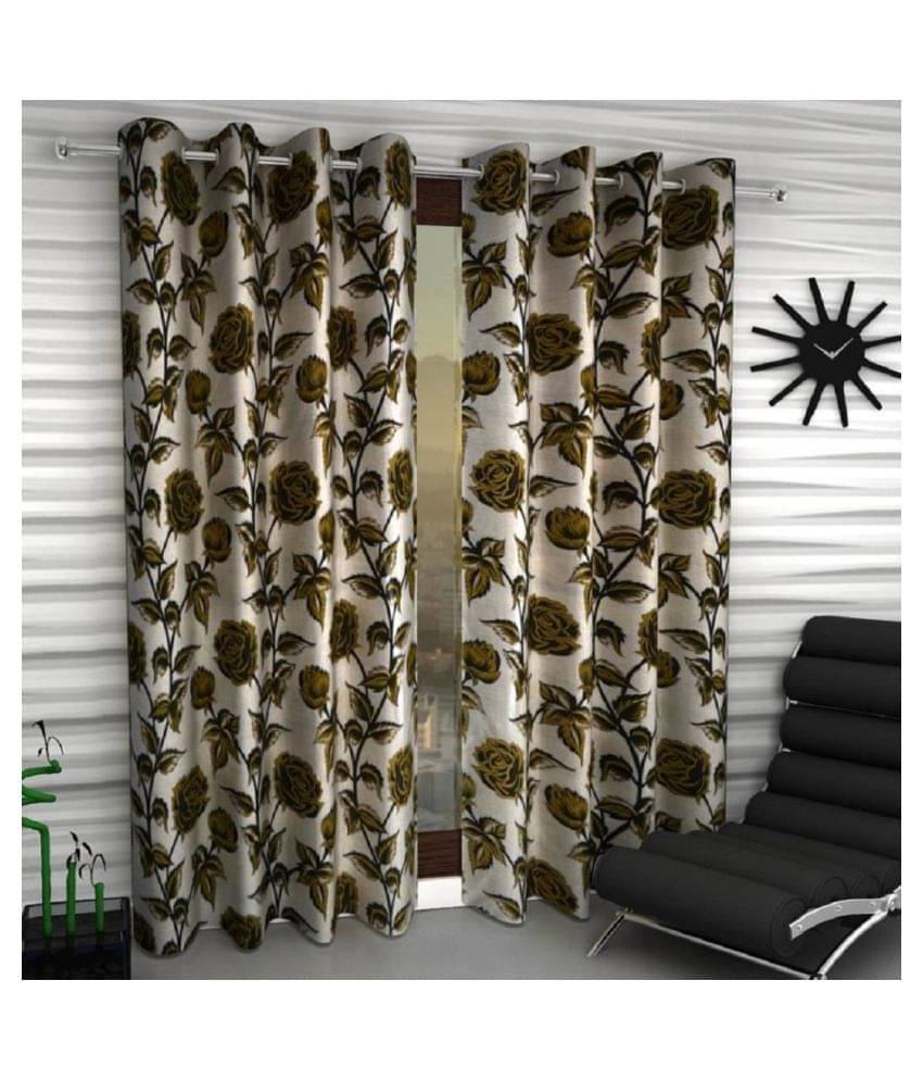 Tanishka Fabs Semi-Transparent Curtain 5 ft ( Pack of 2 ) - Green Tanishka Fabs Semi-Transparent Curtain 5 ft ( Pack of 2 ) - Green
