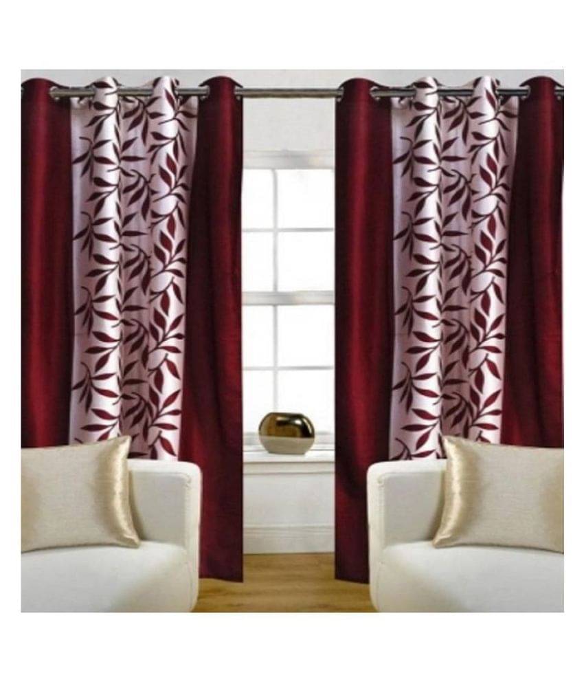 Tanishka Fabs Semi-Transparent Curtain 7 ft ( Pack of 2 ) - Maroon Tanishka Fabs Semi-Transparent Curtain 7 ft ( Pack of 2 ) - Maroon