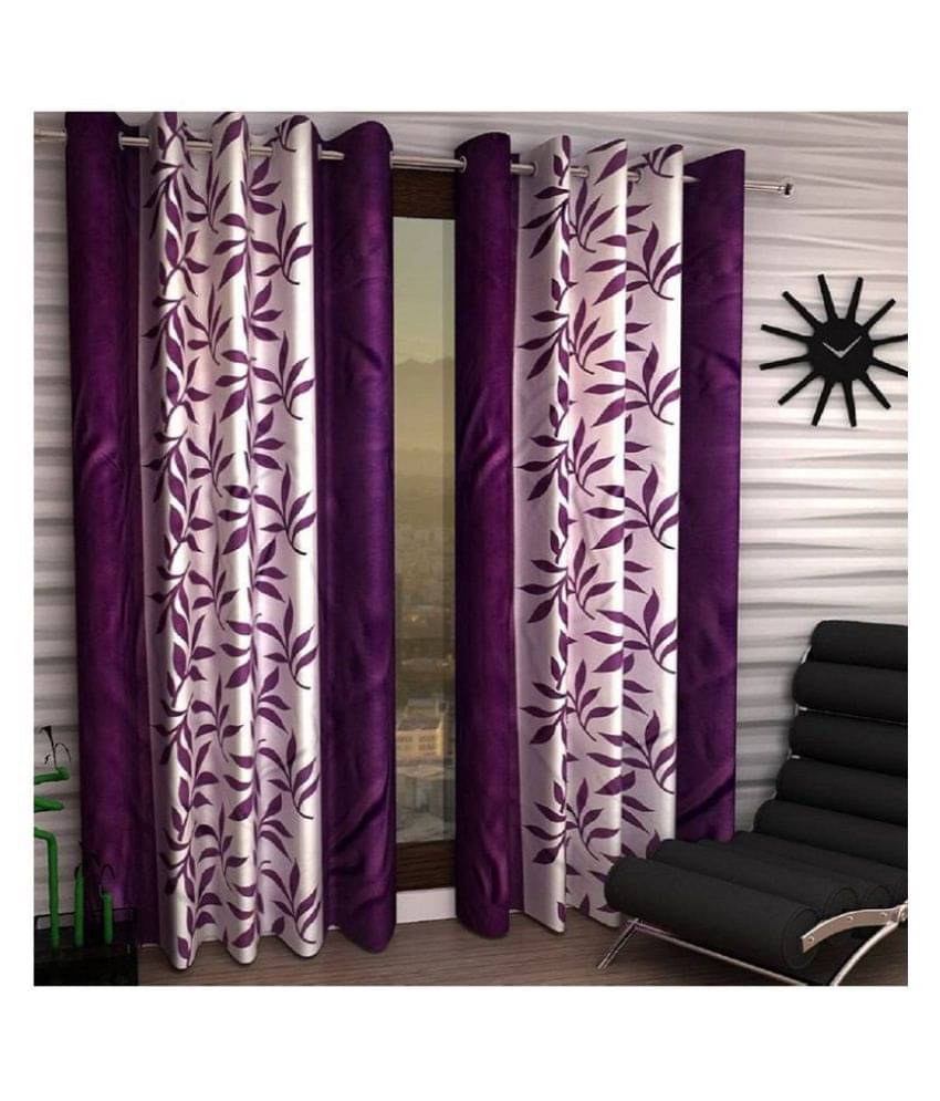 Tanishka Fabs Semi-Transparent Curtain 7 ft ( Pack of 2 ) - Purple Tanishka Fabs Semi-Transparent Curtain 7 ft ( Pack of 2 ) - Purple