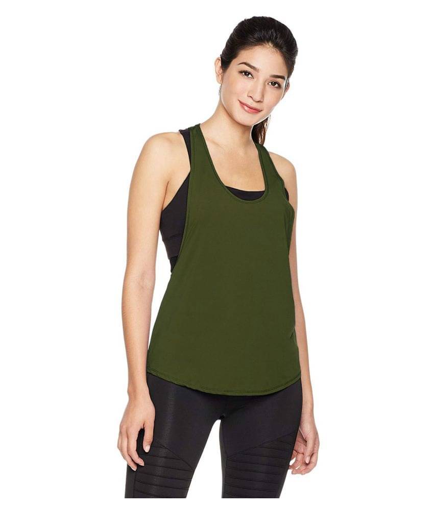 THE BLAZZE Cotton Tank Tops - Green     			THE BLAZZE Cotton Tank Tops - Green