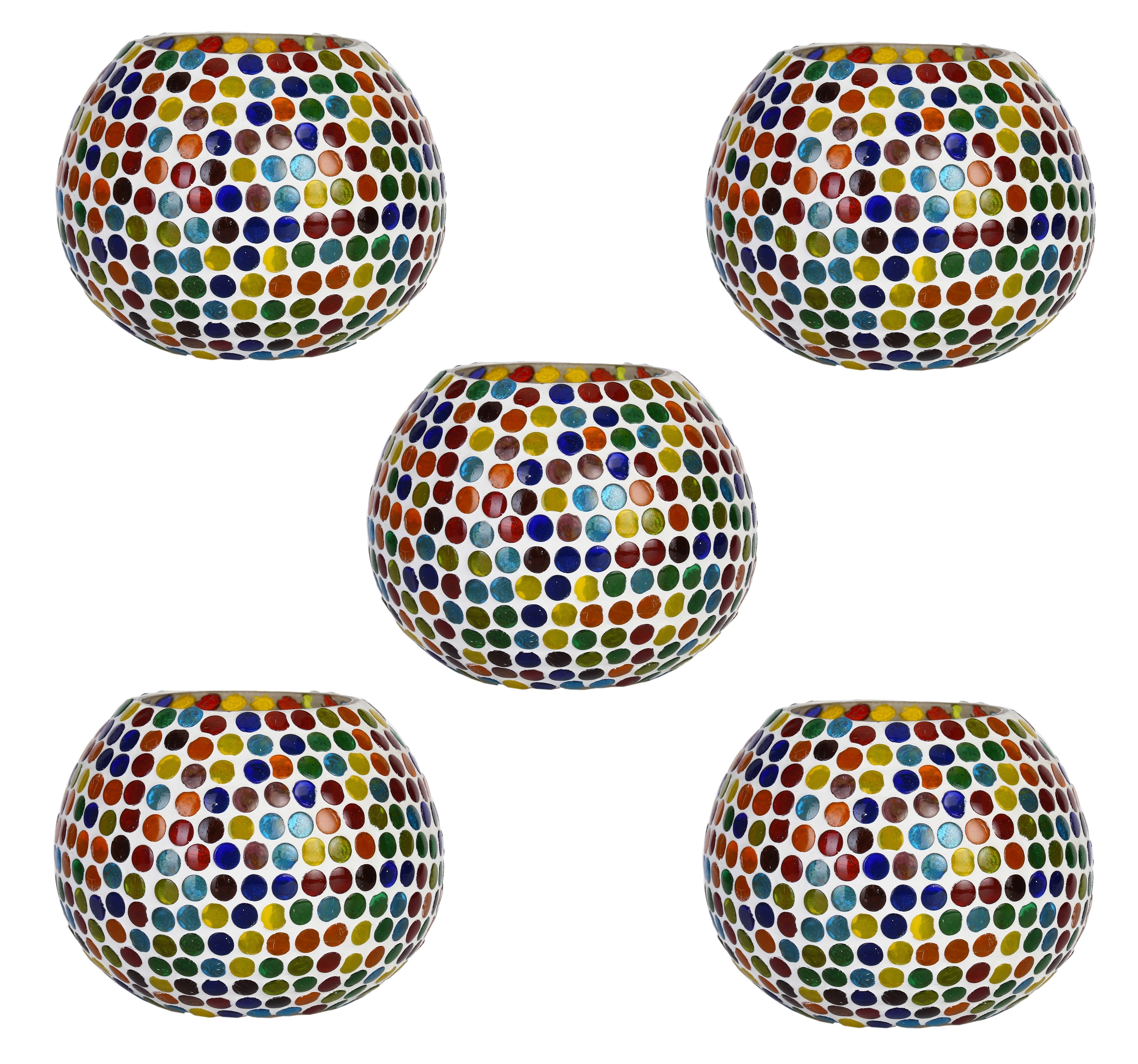 AFAST Multicolour Table Top Glass Tea Light Holder - Pack of 5 AFAST Multicolour Table Top Glass Tea Light Holder - Pack of 5