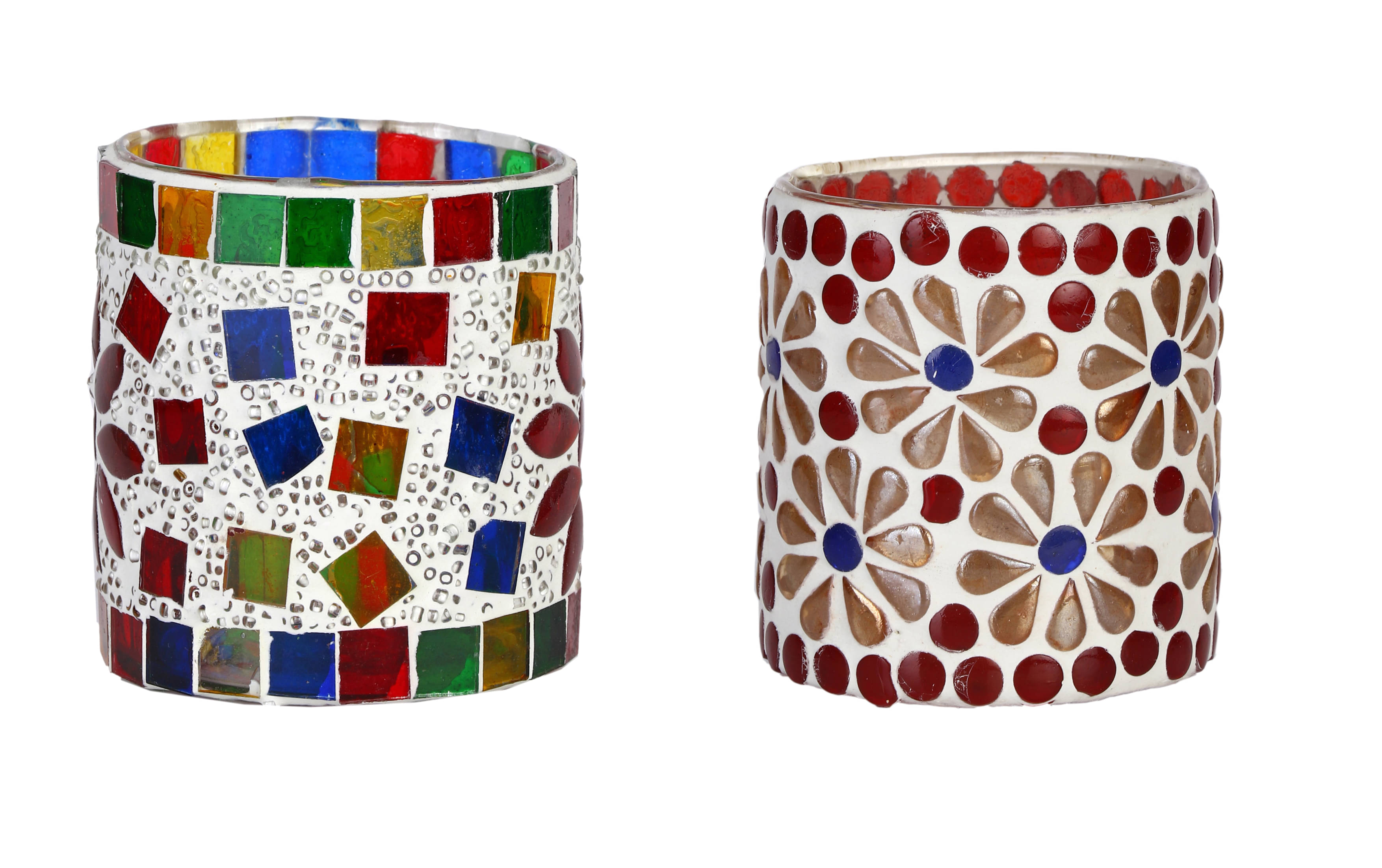 AFAST Multicolour Table Top Glass Tea Light Holder - Pack of 2 AFAST Multicolour Table Top Glass Tea Light Holder - Pack of 2