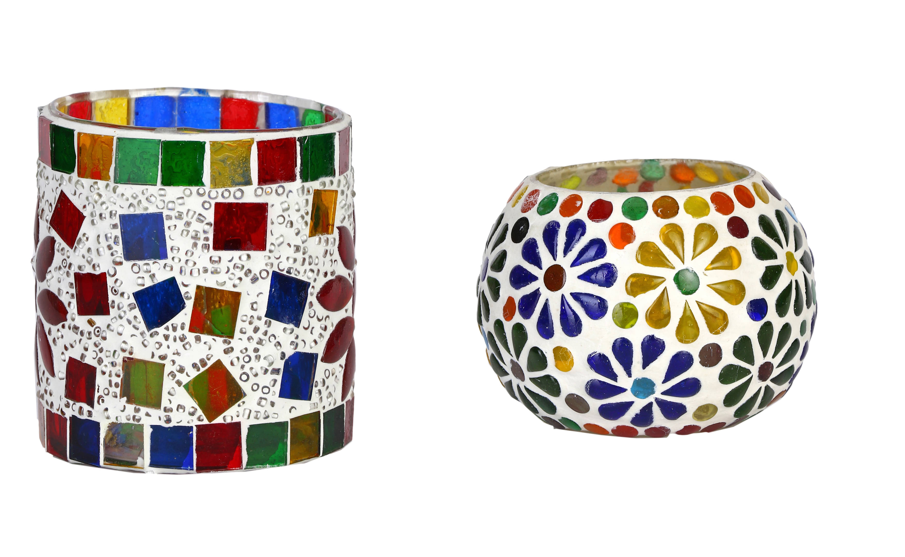     			AFAST Multicolour Table Top Glass Tea Light Holder - Pack of 2