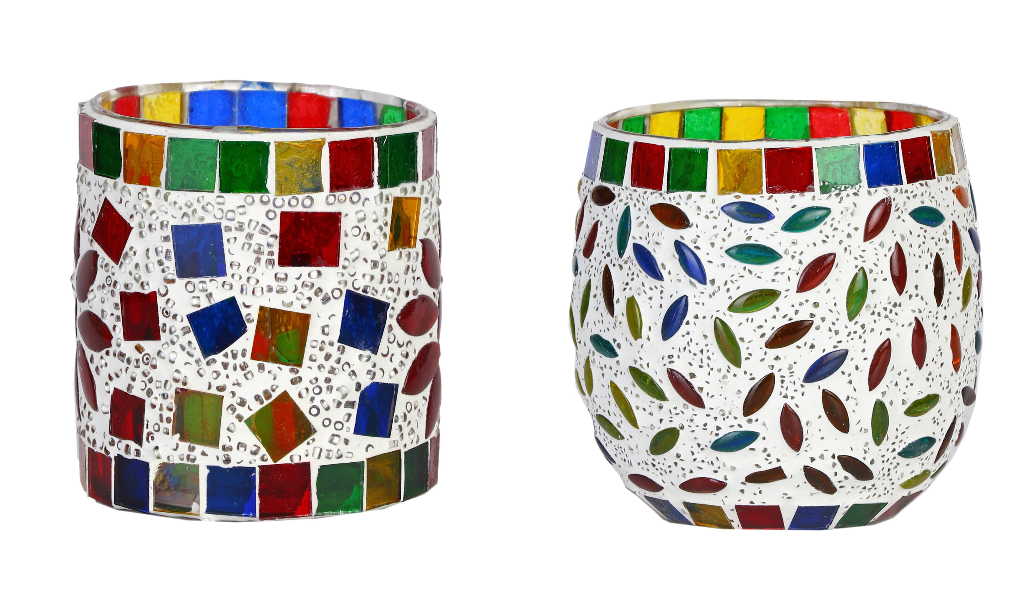     			AFAST Multicolour Table Top Glass Tea Light Holder - Pack of 2