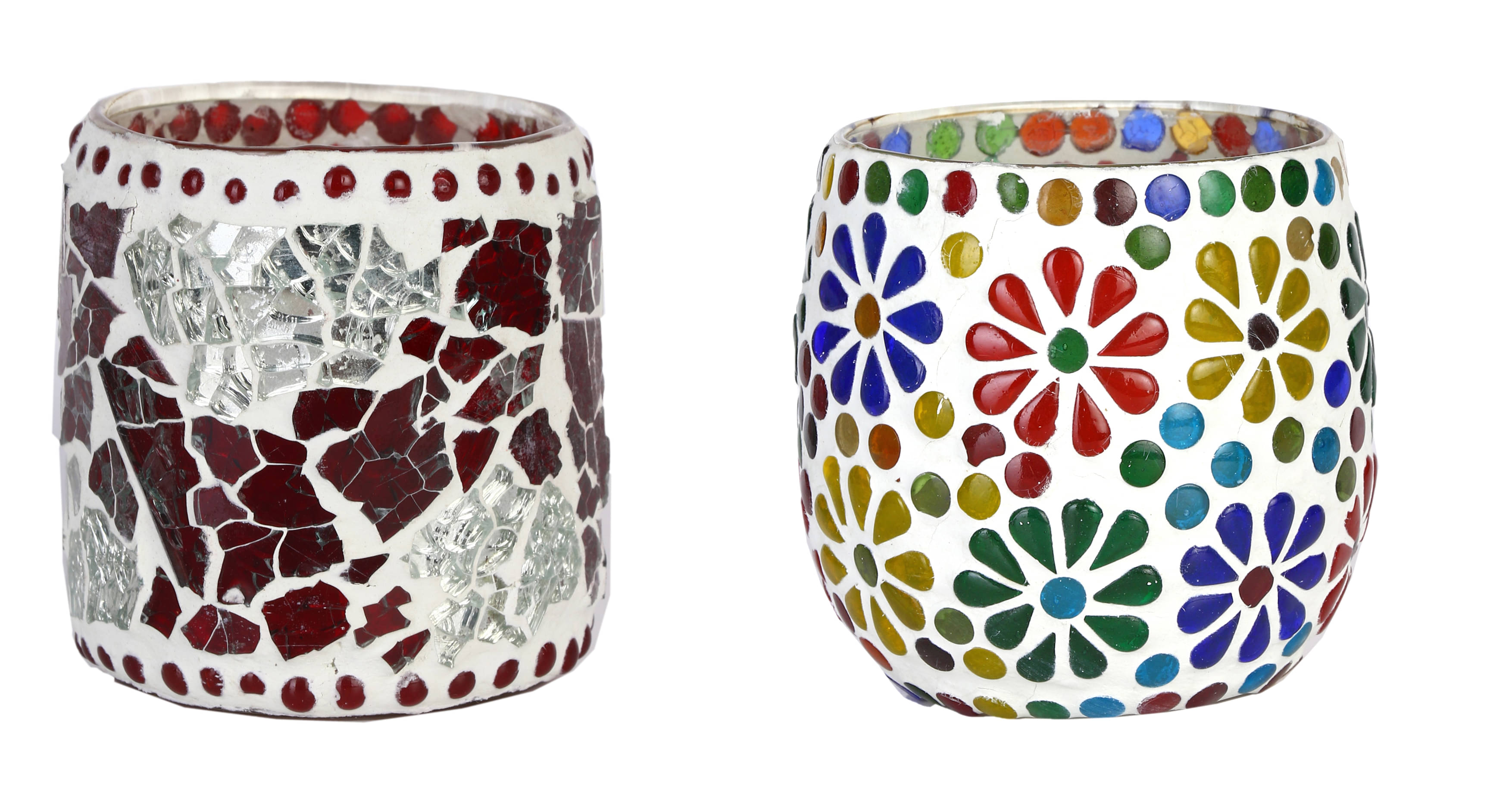     			AFAST Multicolour Table Top Glass Tea Light Holder - Pack of 2