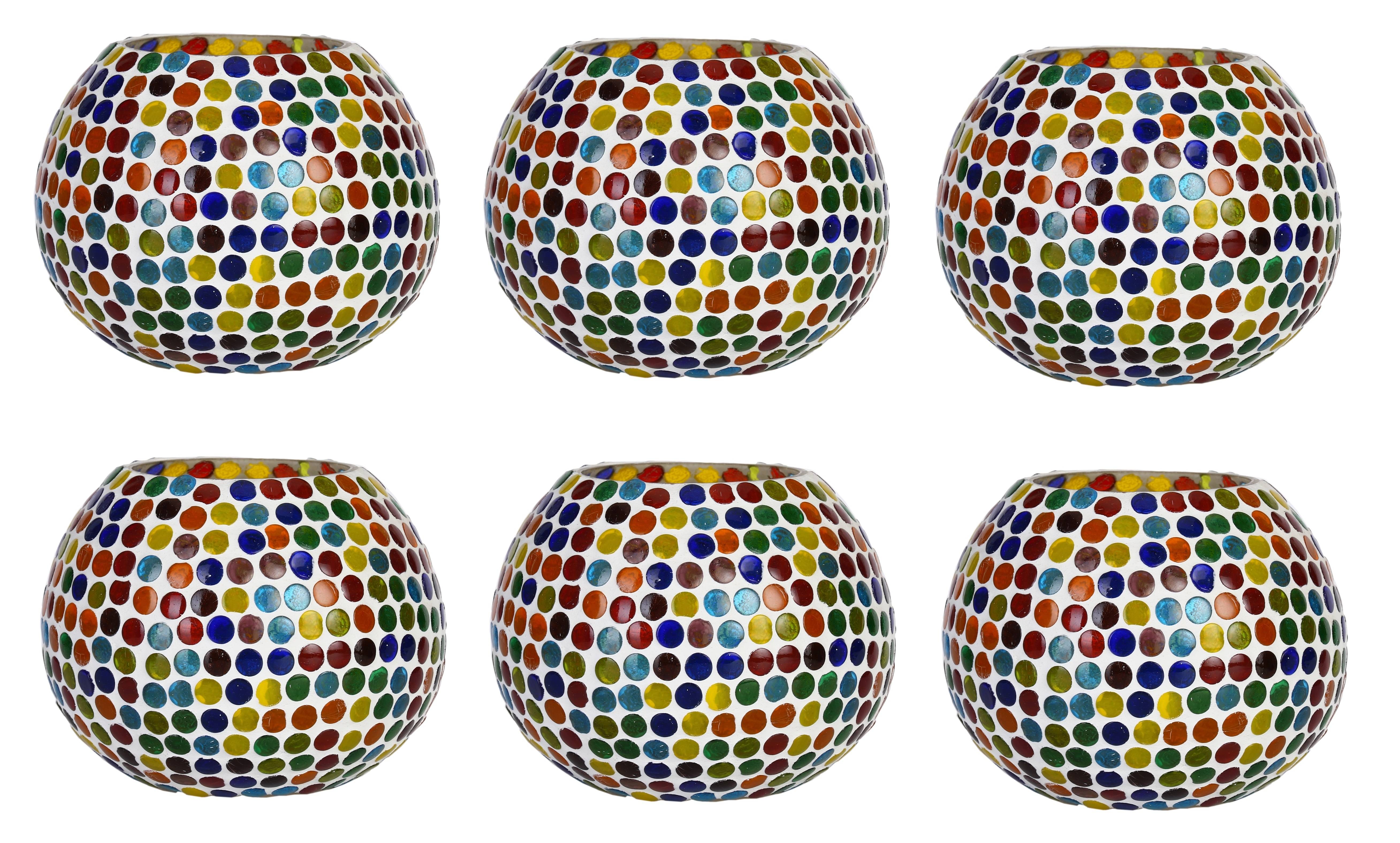 AFAST Multicolour Table Top Glass Tea Light Holder - Pack of 6 AFAST Multicolour Table Top Glass Tea Light Holder - Pack of 6