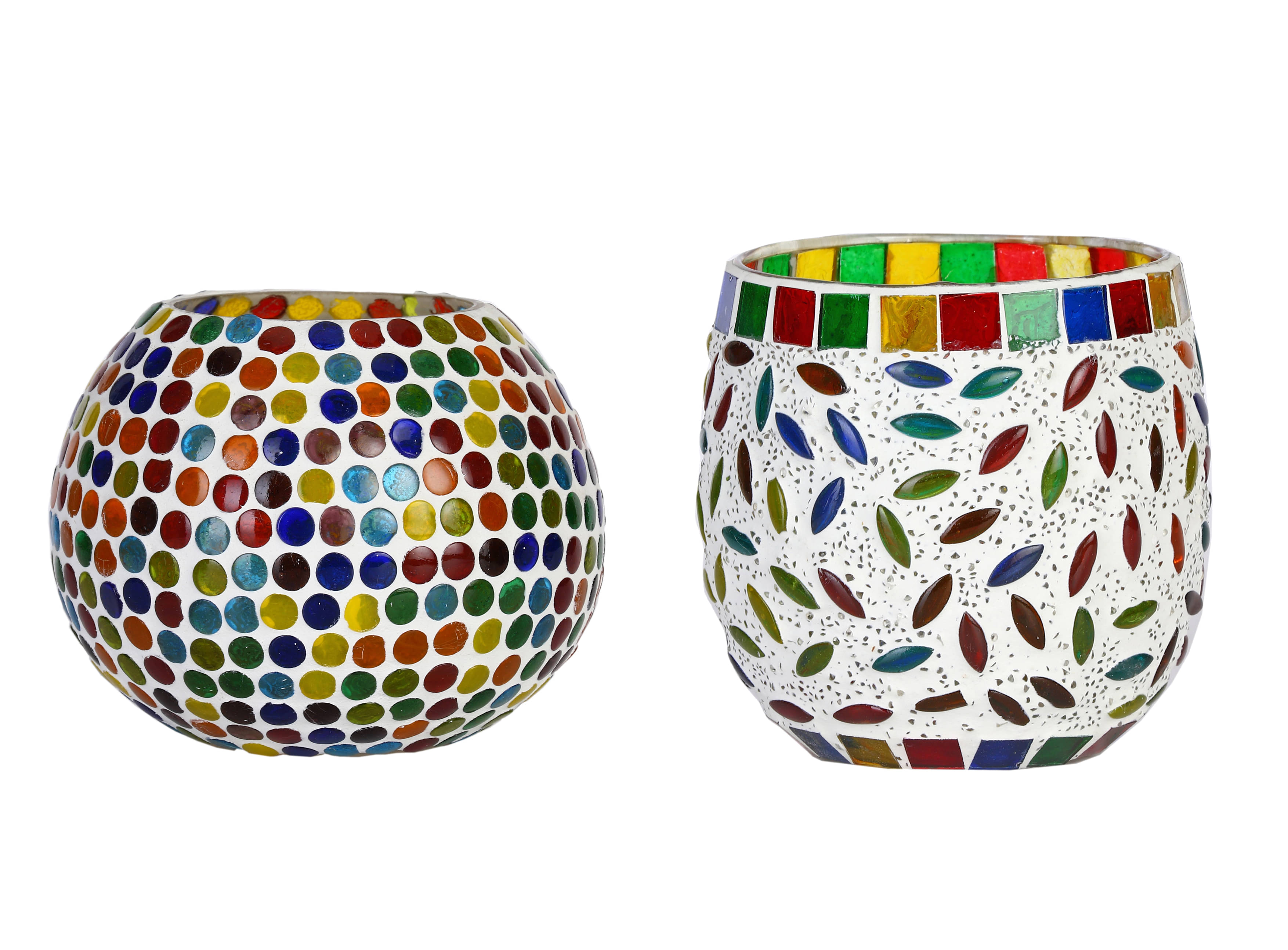 AFAST Multicolour Table Top Glass Tea Light Holder - Pack of 2 AFAST Multicolour Table Top Glass Tea Light Holder - Pack of 2