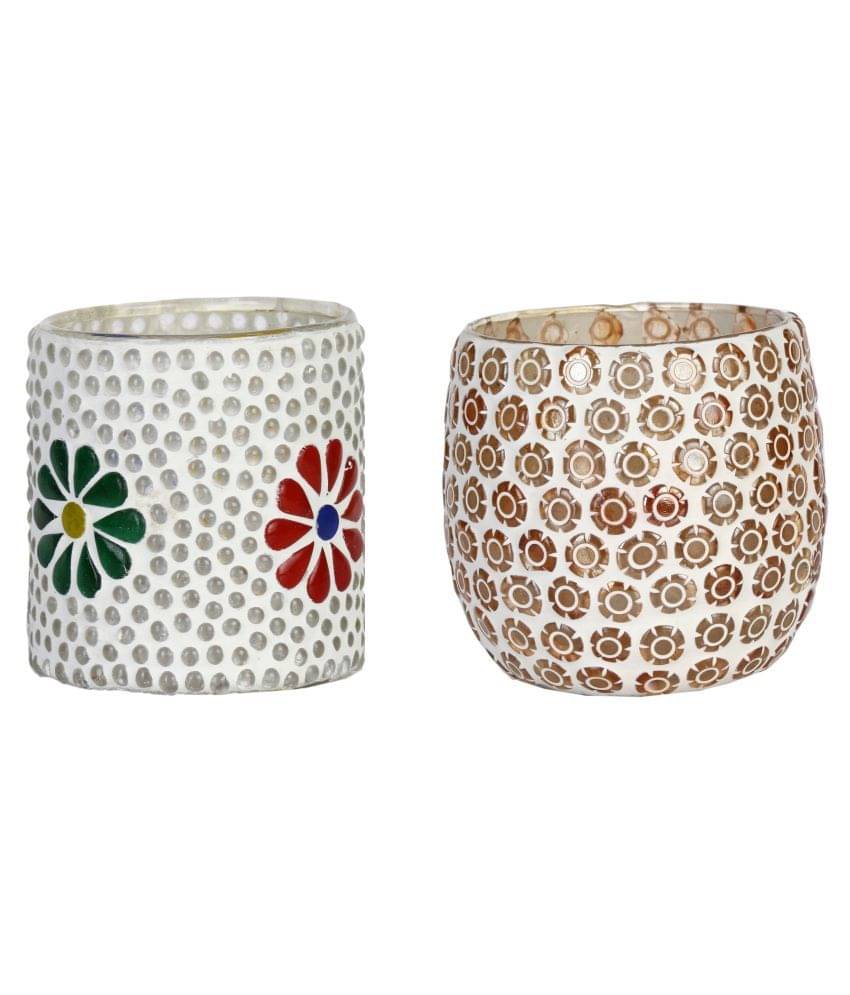 AFAST Multicolour Table Top Glass Tea Light Holder - Pack of 2 AFAST Multicolour Table Top Glass Tea Light Holder - Pack of 2