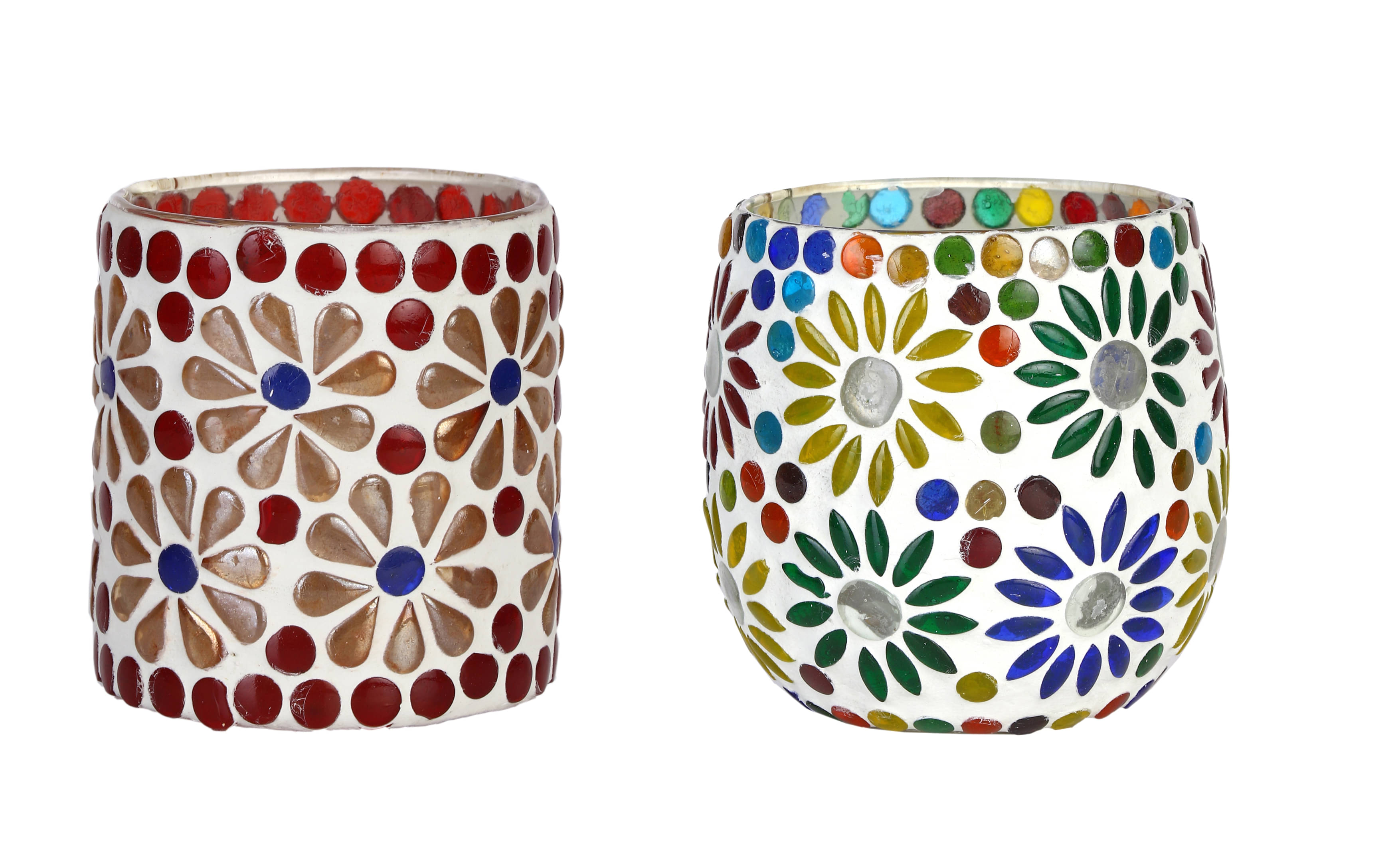 AFAST Multicolour Table Top Glass Tea Light Holder - Pack of 2 AFAST Multicolour Table Top Glass Tea Light Holder - Pack of 2