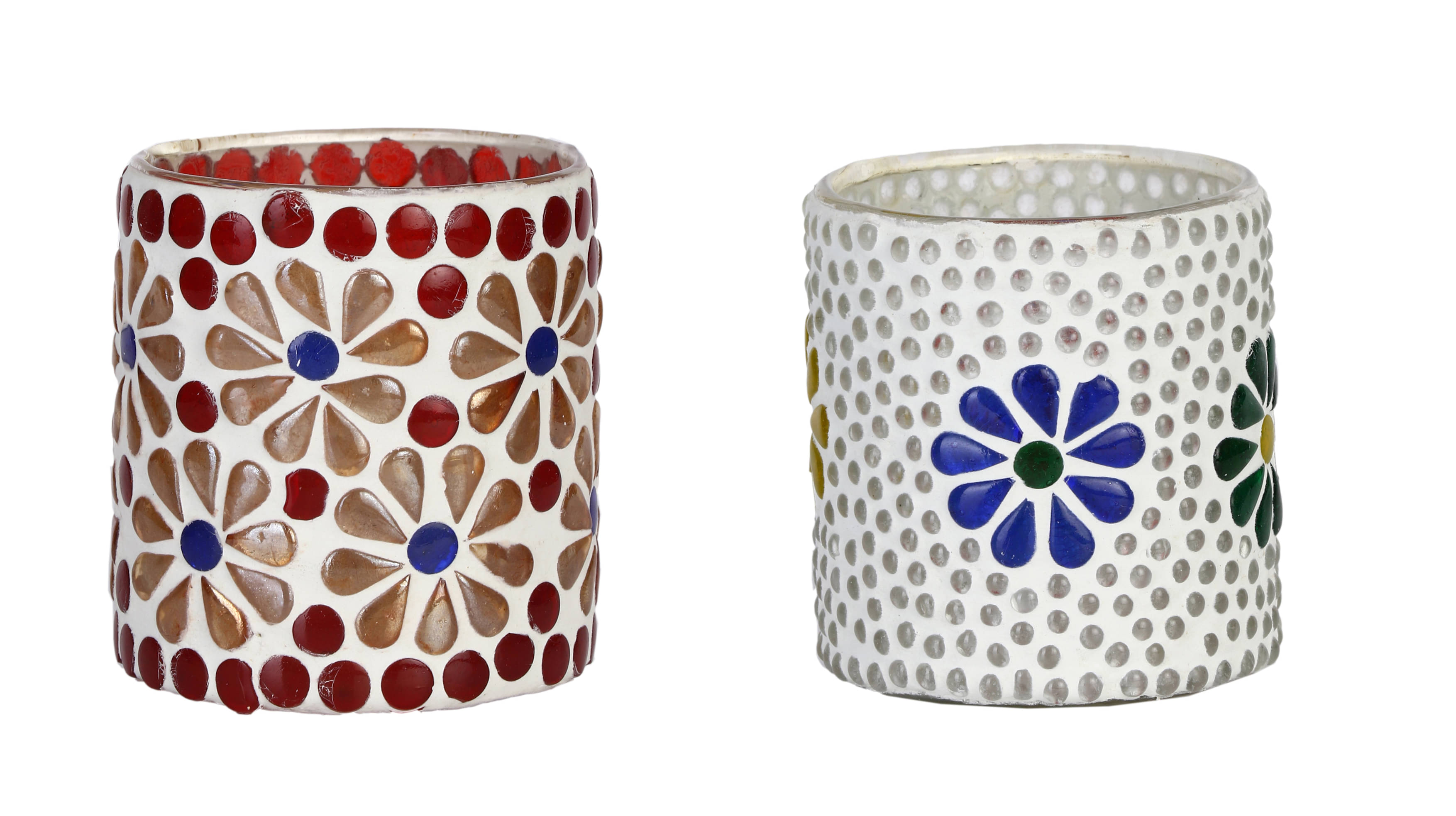 AFAST Multicolour Table Top Glass Tea Light Holder - Pack of 2 AFAST Multicolour Table Top Glass Tea Light Holder - Pack of 2