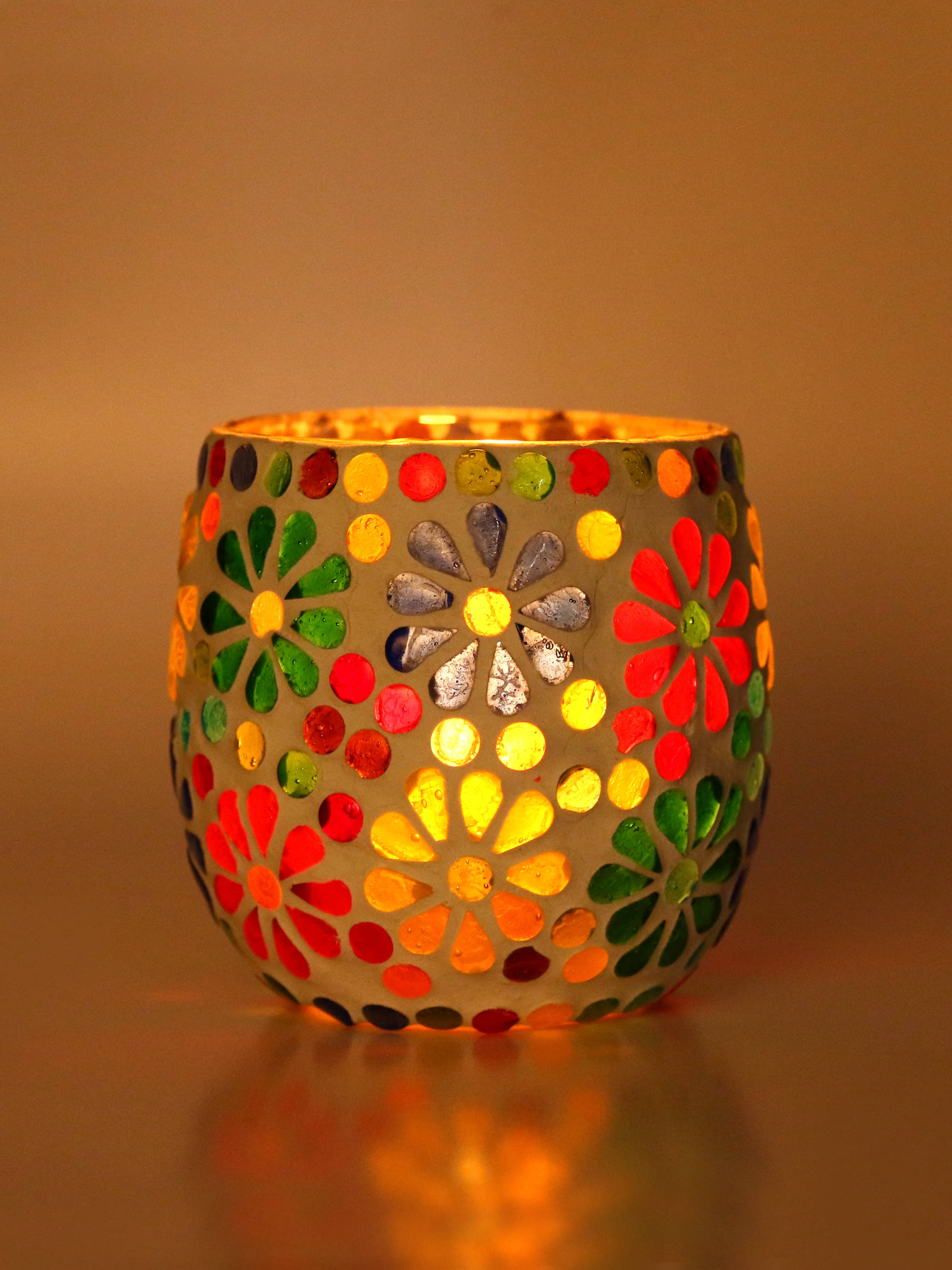     			AFAST Multicolour Table Top Glass Tea Light Holder - Pack of 1