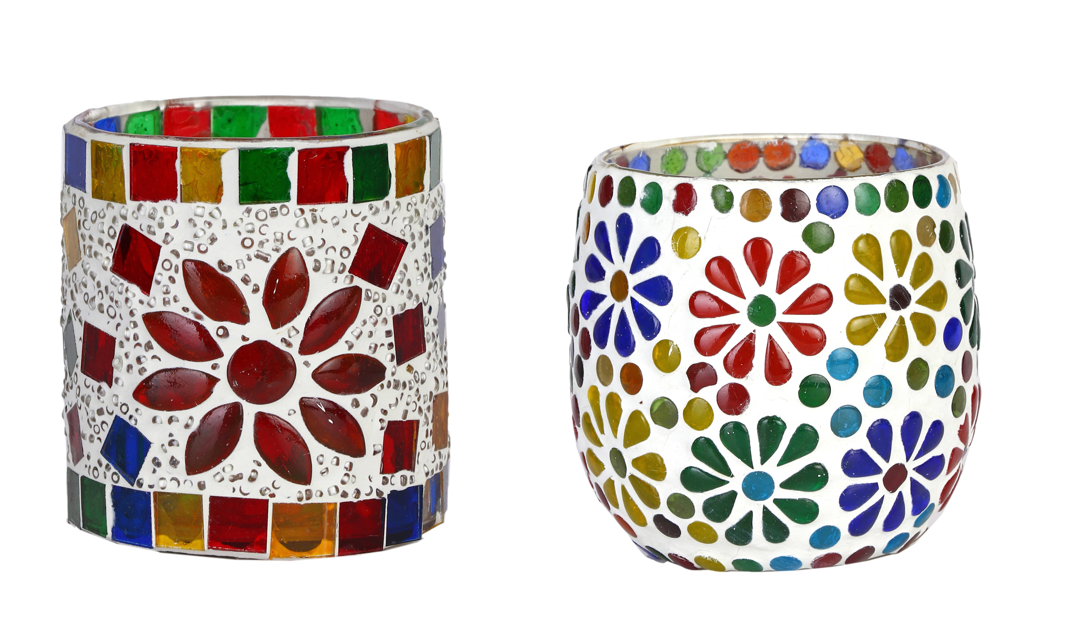     			AFAST Multicolour Table Top Glass Tea Light Holder - Pack of 2