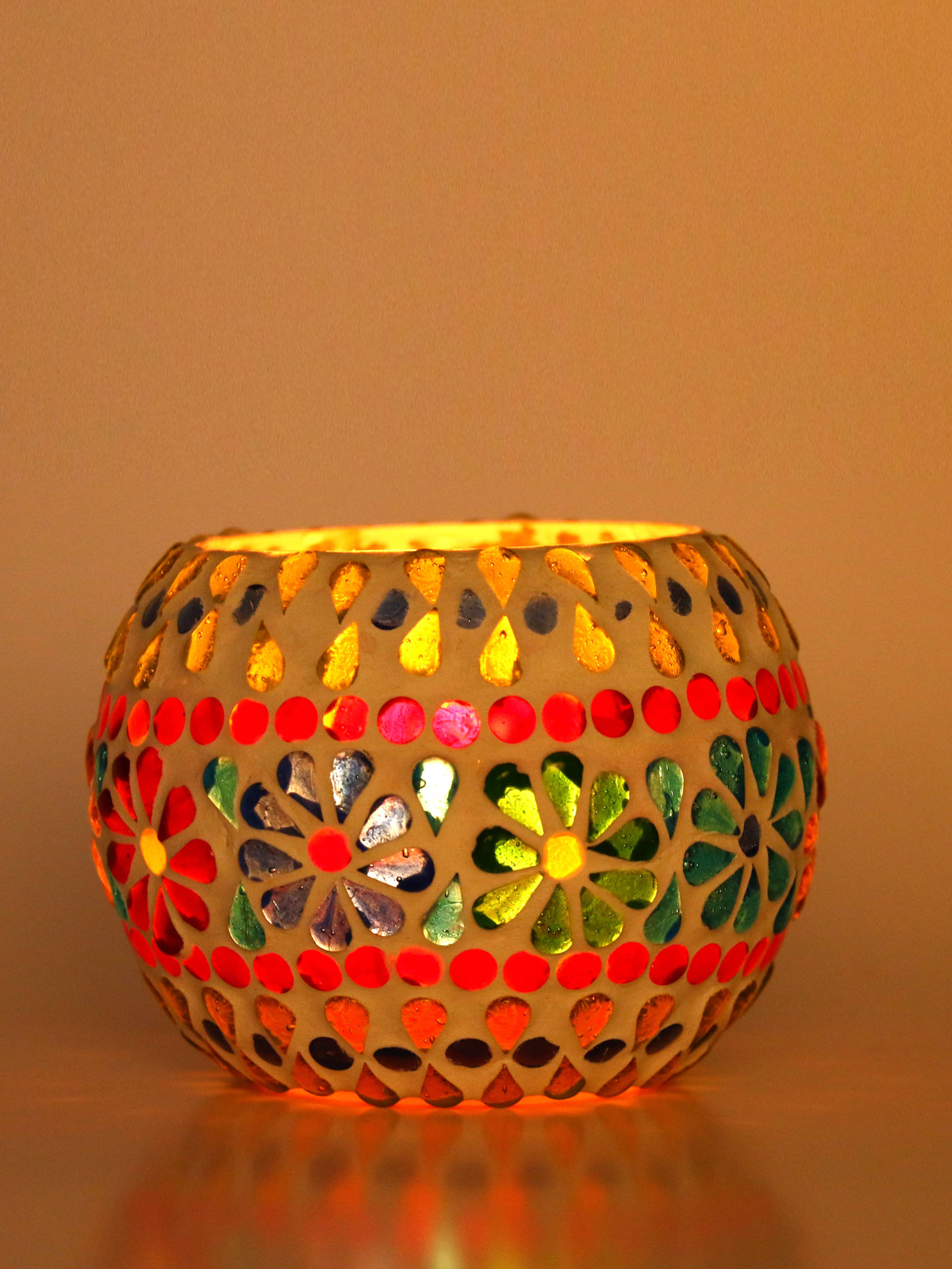 AFAST Multicolour Table Top Glass Tea Light Holder - Pack of 1 AFAST Multicolour Table Top Glass Tea Light Holder - Pack of 1