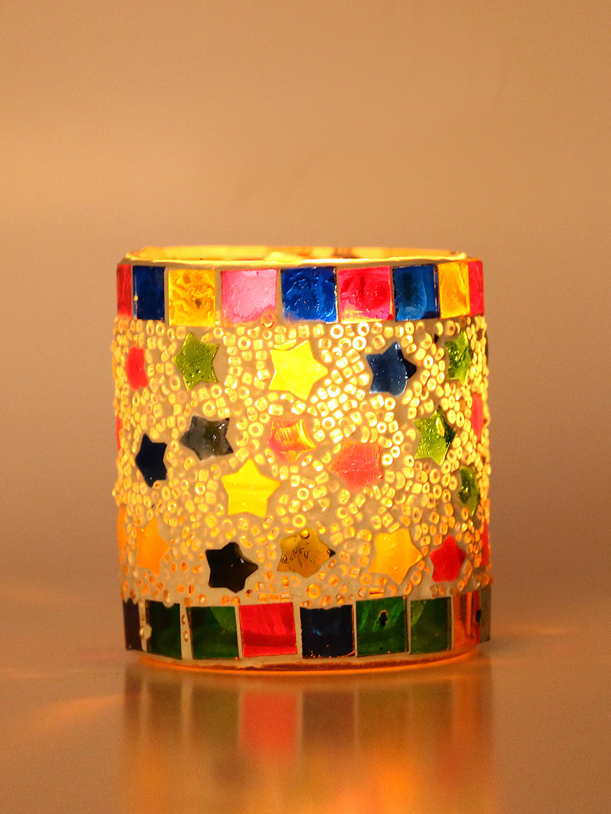     			AFAST Multicolour Table Top Glass Tea Light Holder - Pack of 1