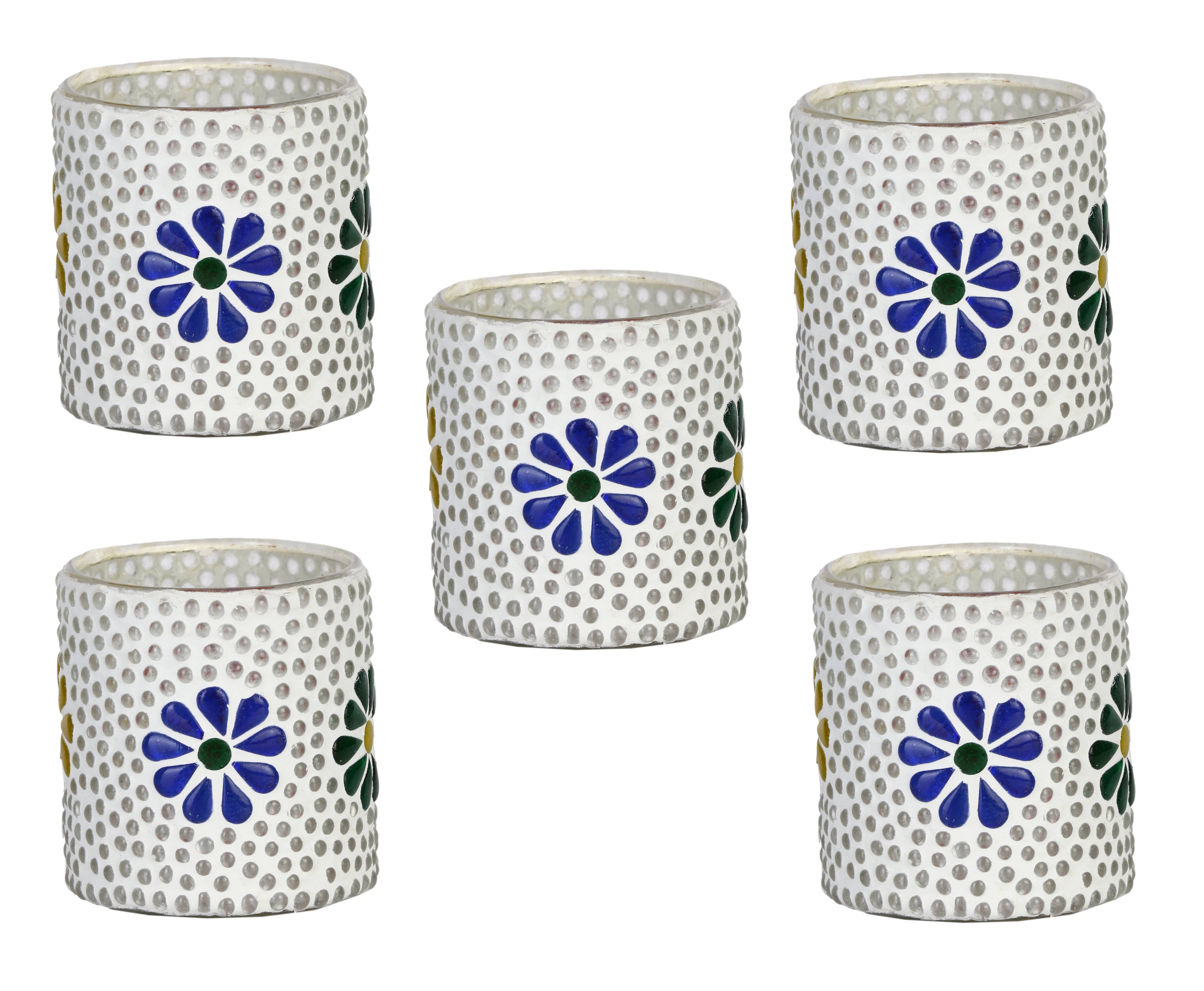 AFAST Multicolour Table Top Glass Tea Light Holder - Pack of 5 AFAST Multicolour Table Top Glass Tea Light Holder - Pack of 5