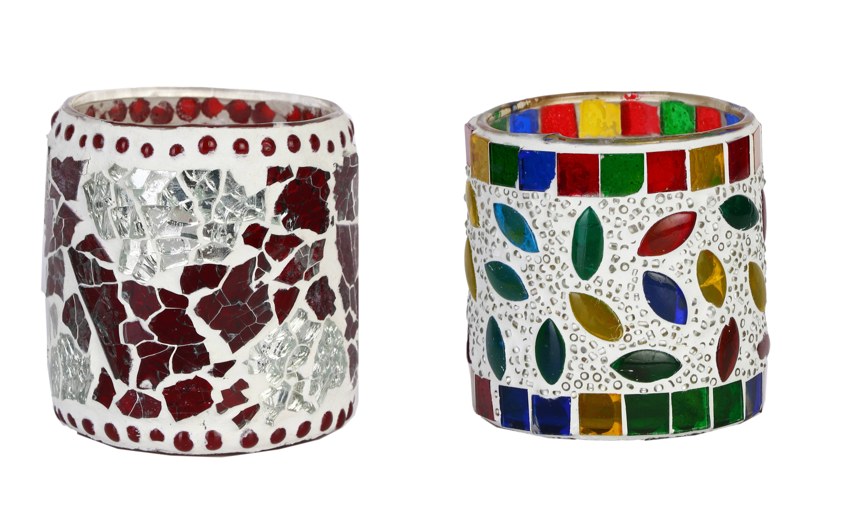 AFAST Multicolour Table Top Glass Tea Light Holder - Pack of 2 AFAST Multicolour Table Top Glass Tea Light Holder - Pack of 2