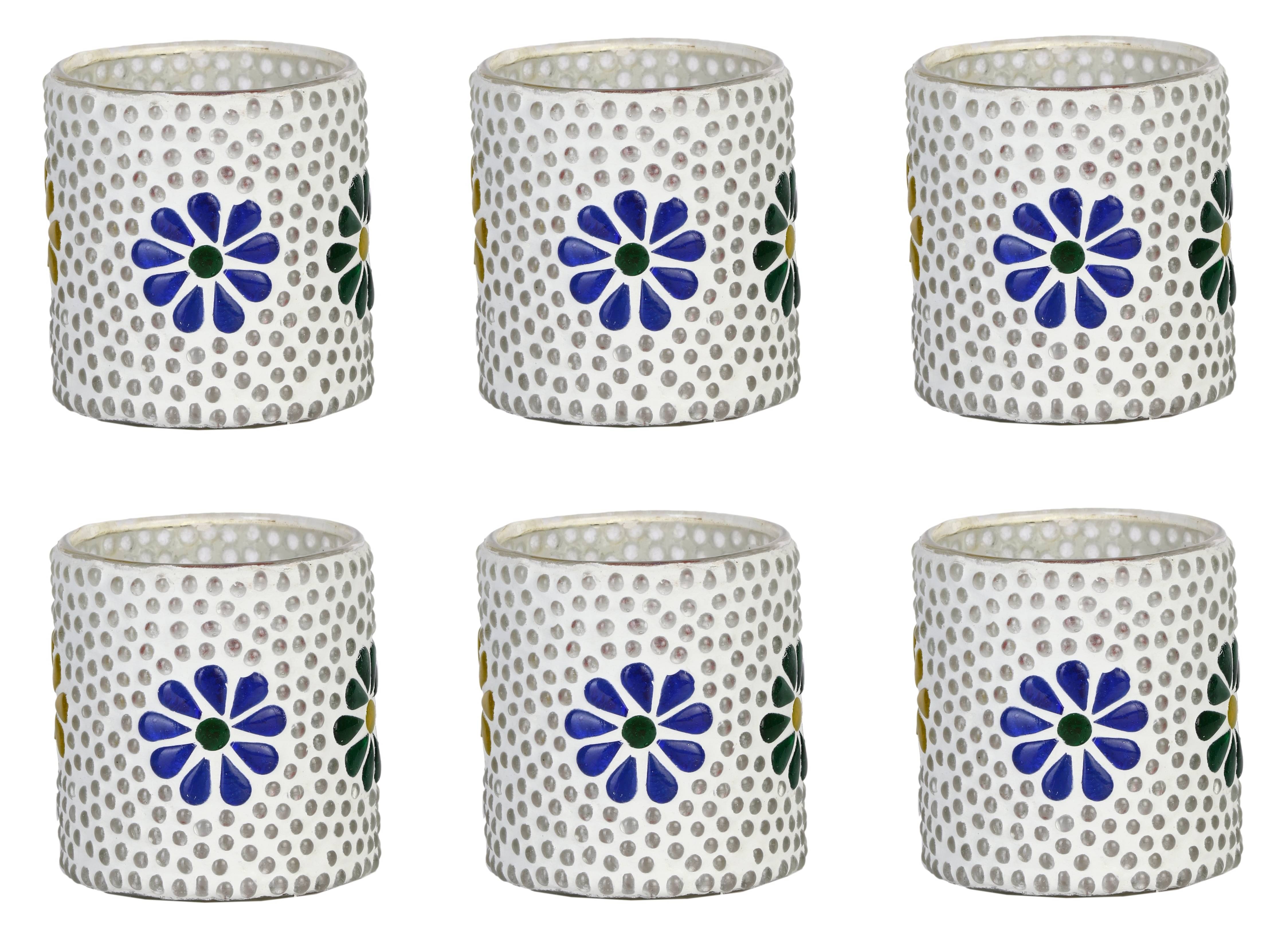 AFAST Multicolour Table Top Glass Tea Light Holder - Pack of 6 AFAST Multicolour Table Top Glass Tea Light Holder - Pack of 6