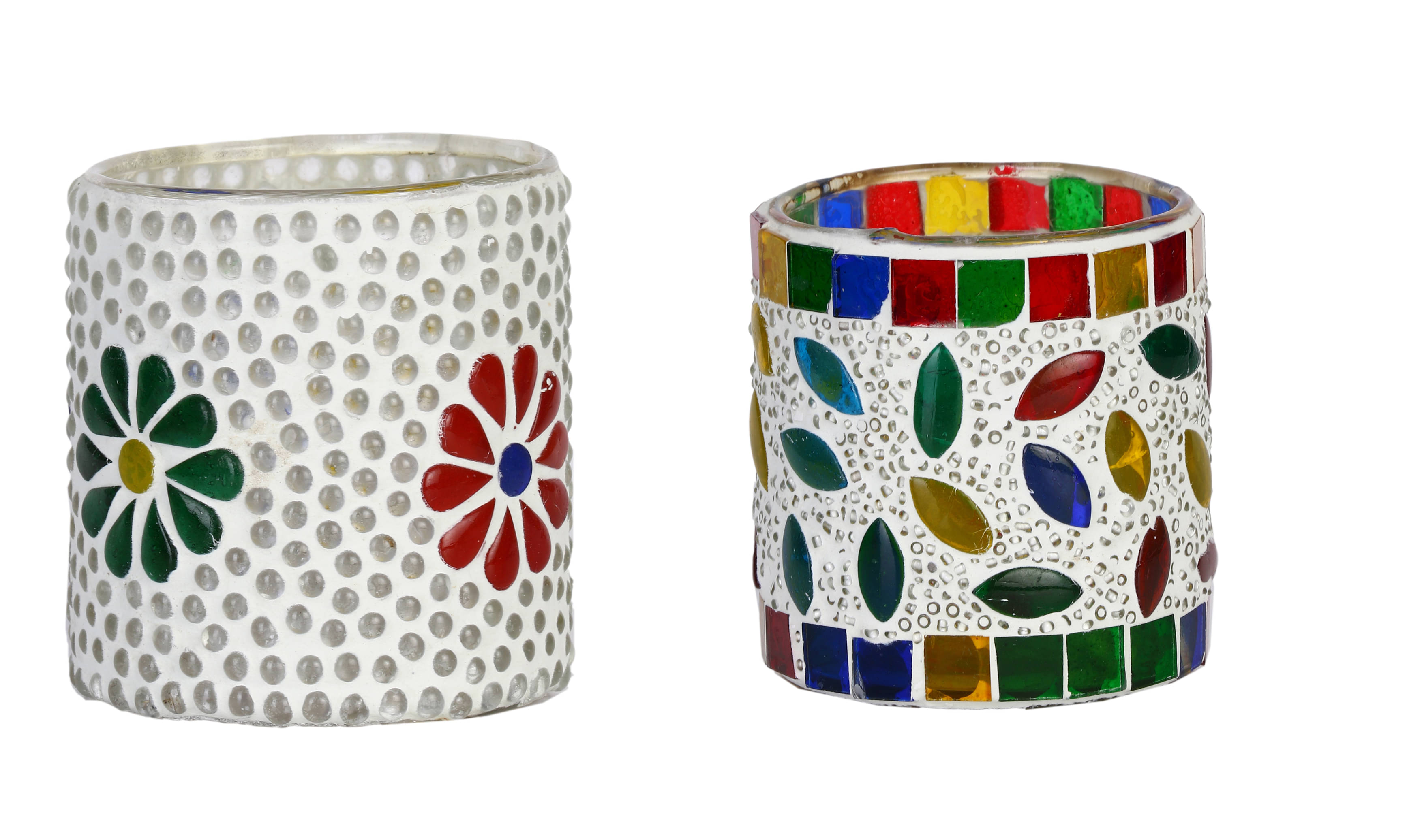 AFAST Multicolour Table Top Glass Tea Light Holder - Pack of 2 AFAST Multicolour Table Top Glass Tea Light Holder - Pack of 2