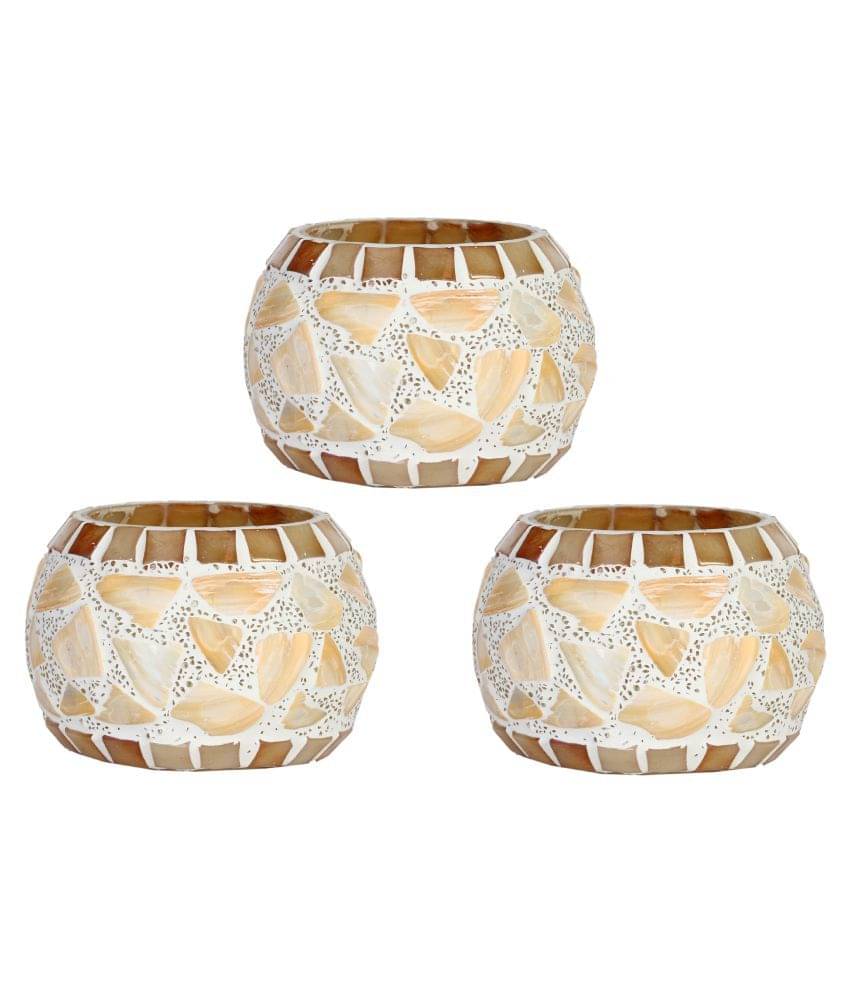     			AFAST Multicolour Table Top Glass Tea Light Holder - Pack of 3