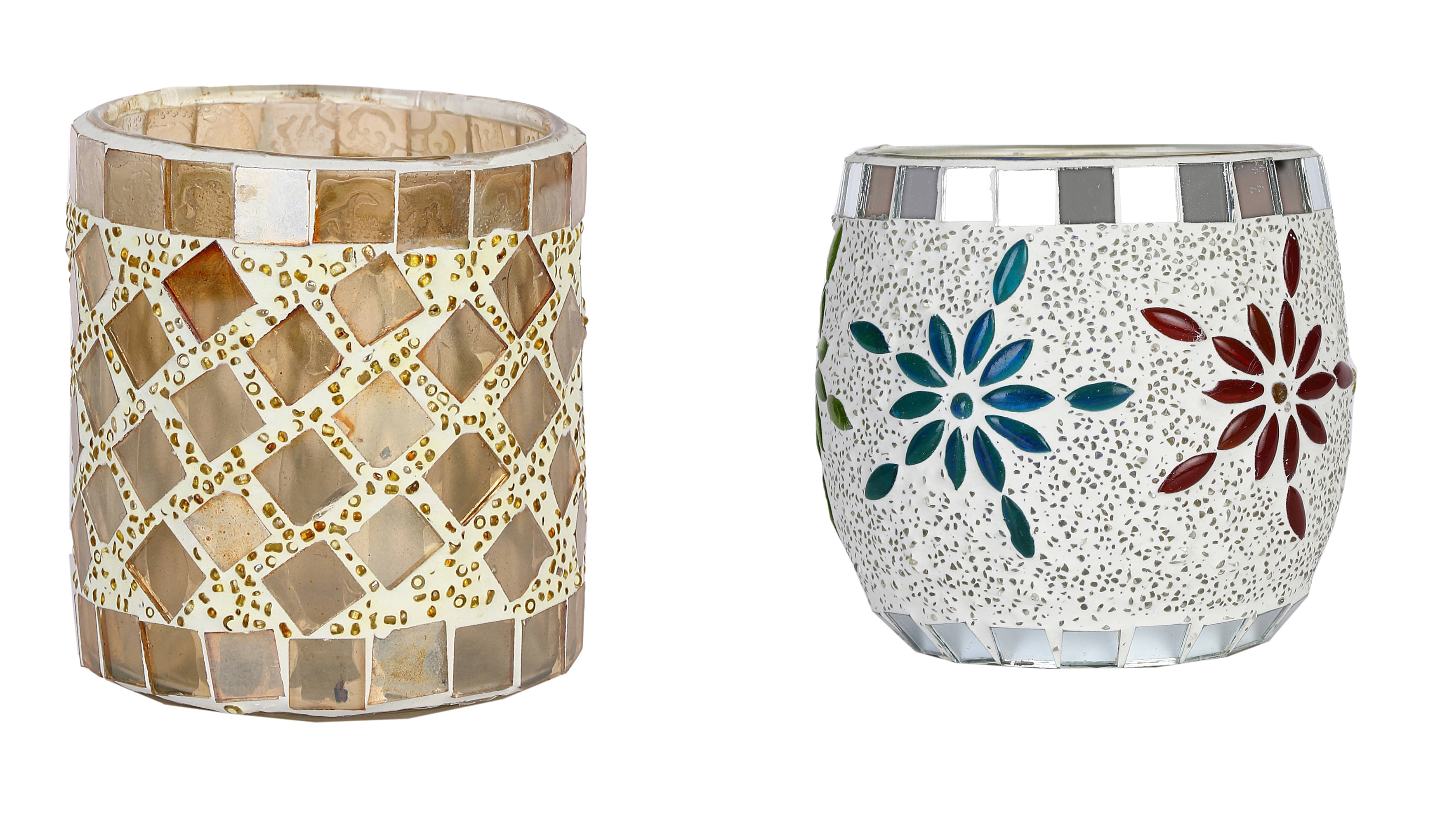     			AFAST Multicolour Table Top Glass Tea Light Holder - Pack of 2