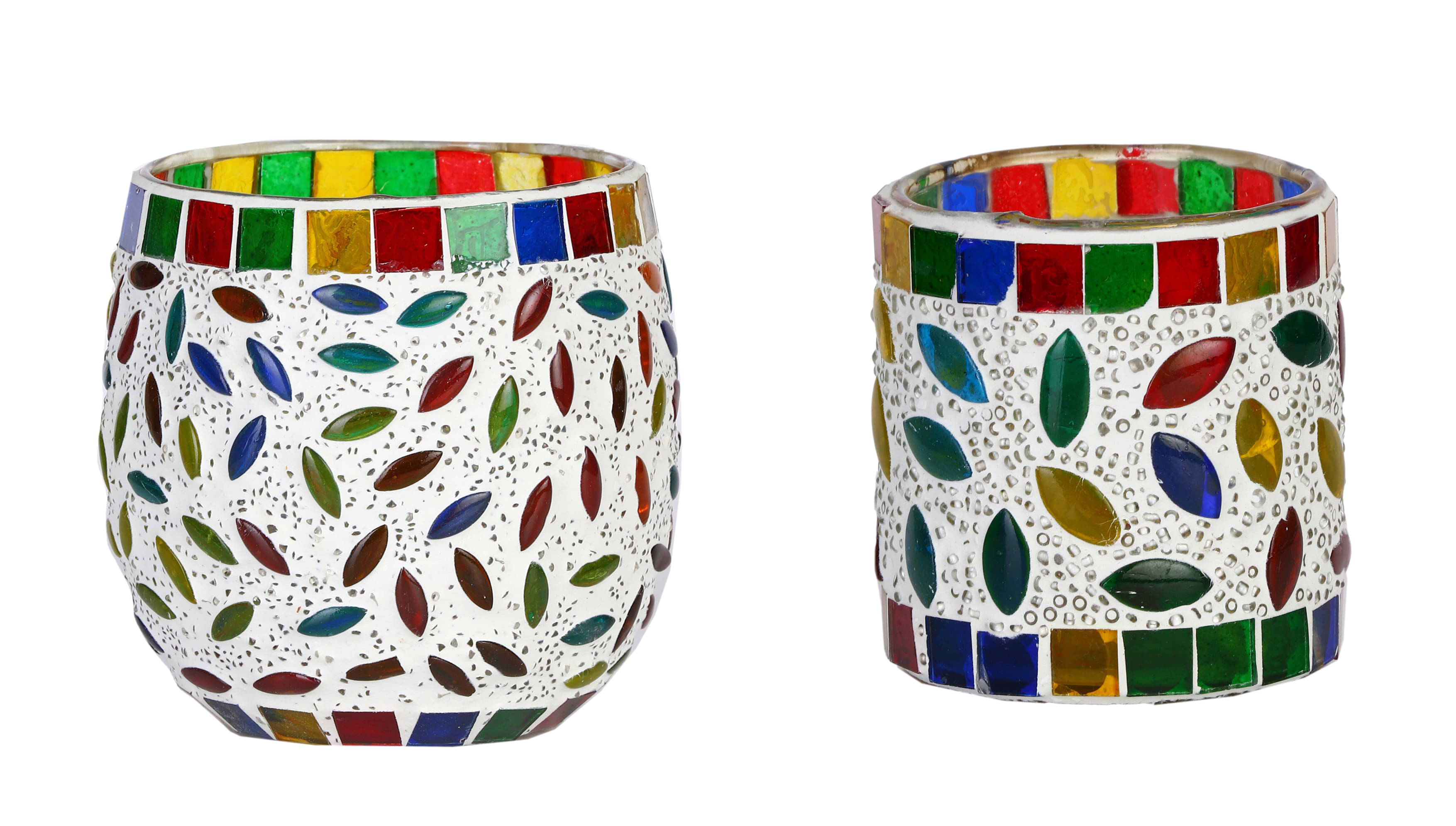     			AFAST Multicolour Table Top Glass Tea Light Holder - Pack of 2