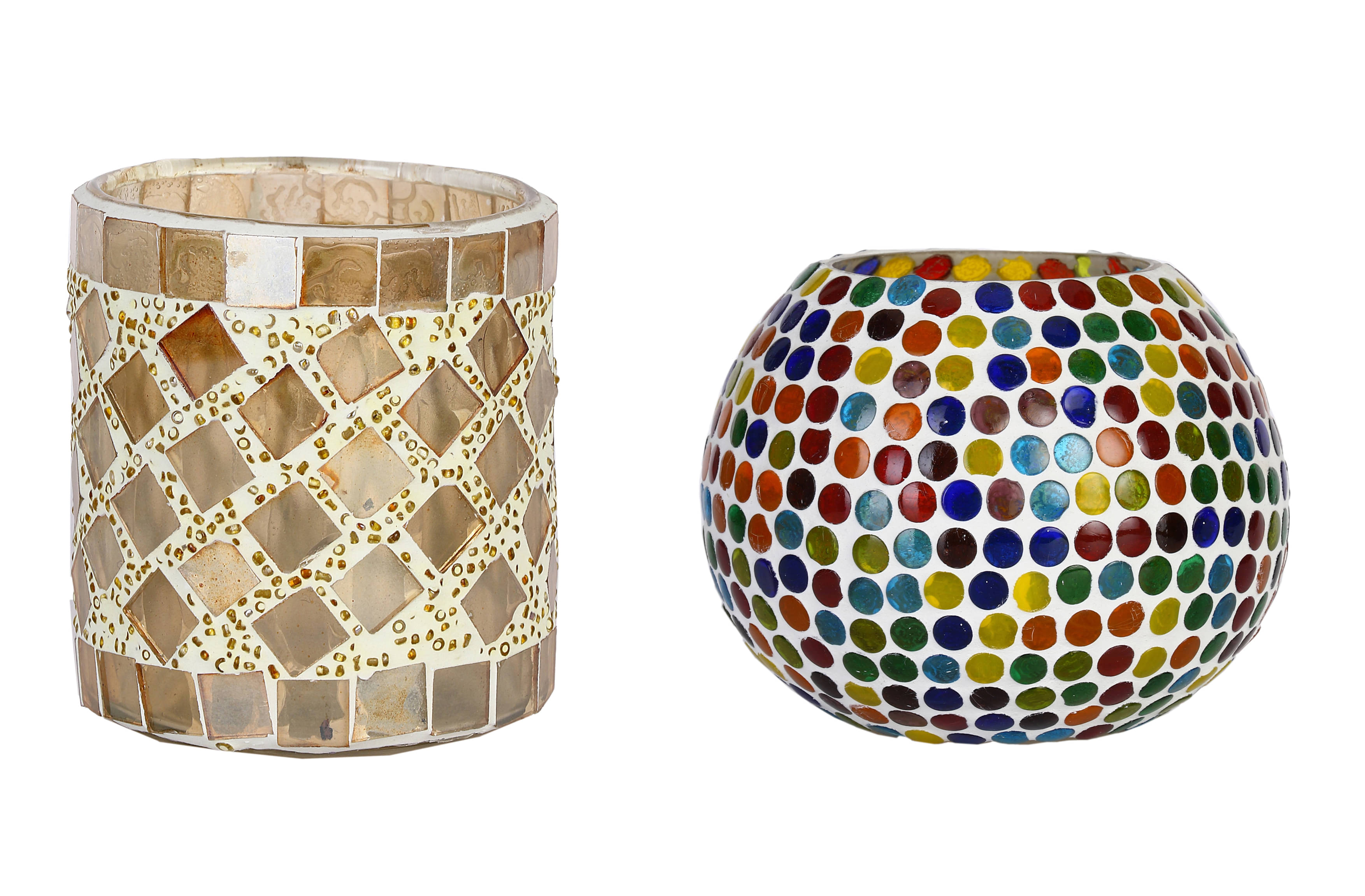 AFAST Multicolour Table Top Glass Tea Light Holder - Pack of 2 AFAST Multicolour Table Top Glass Tea Light Holder - Pack of 2