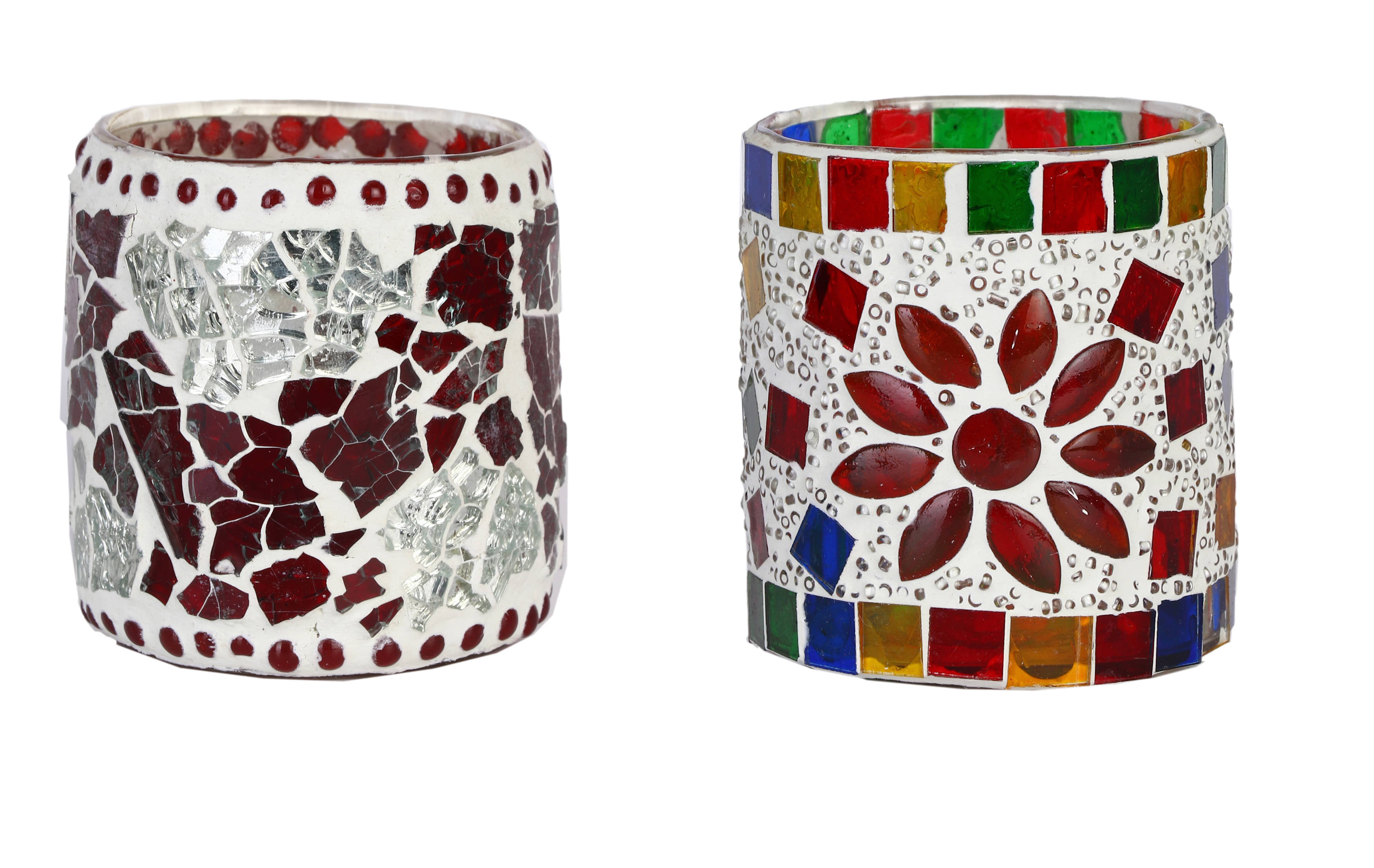     			AFAST Multicolour Table Top Glass Tea Light Holder - Pack of 2