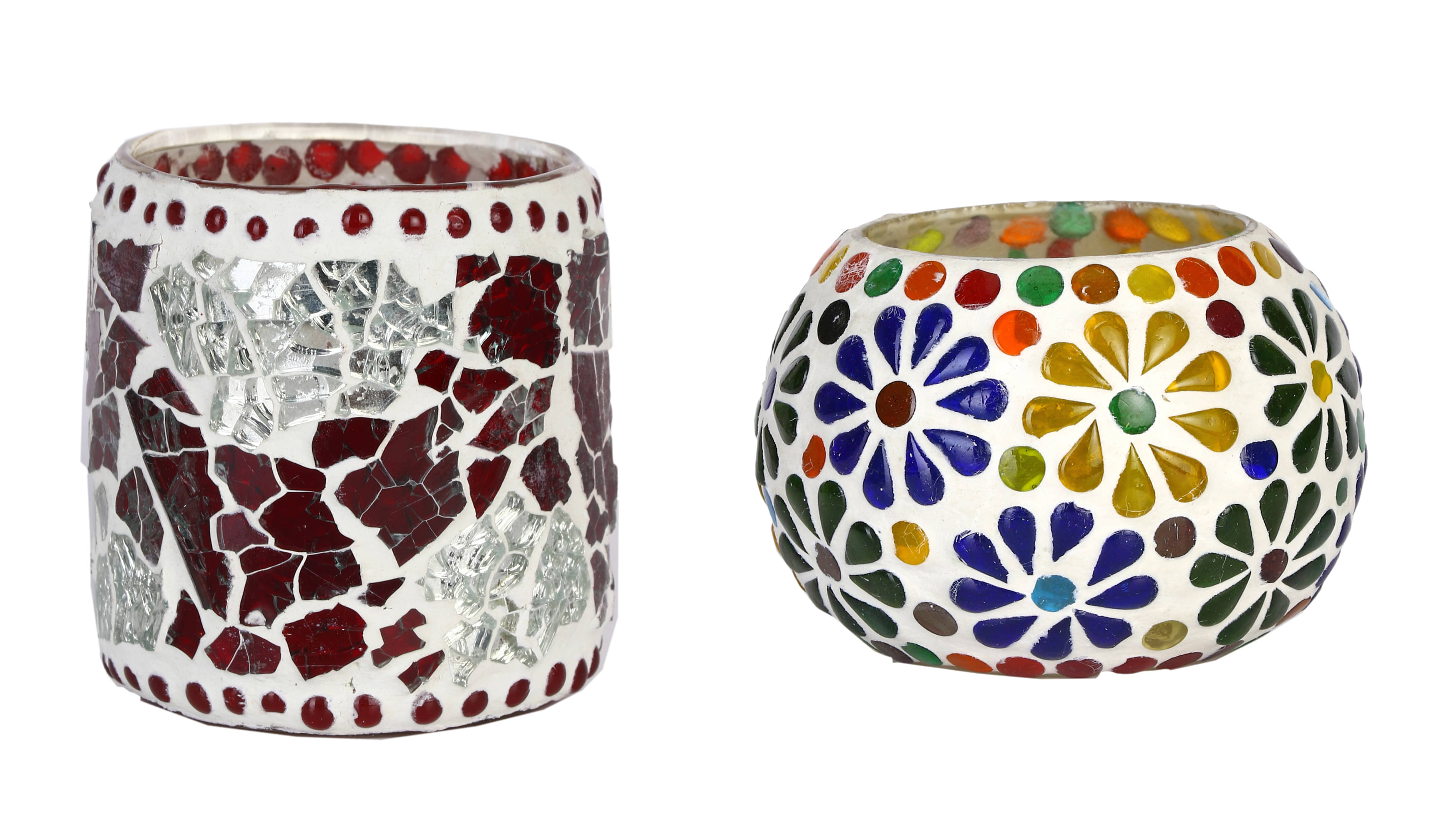     			AFAST Multicolour Table Top Glass Tea Light Holder - Pack of 2