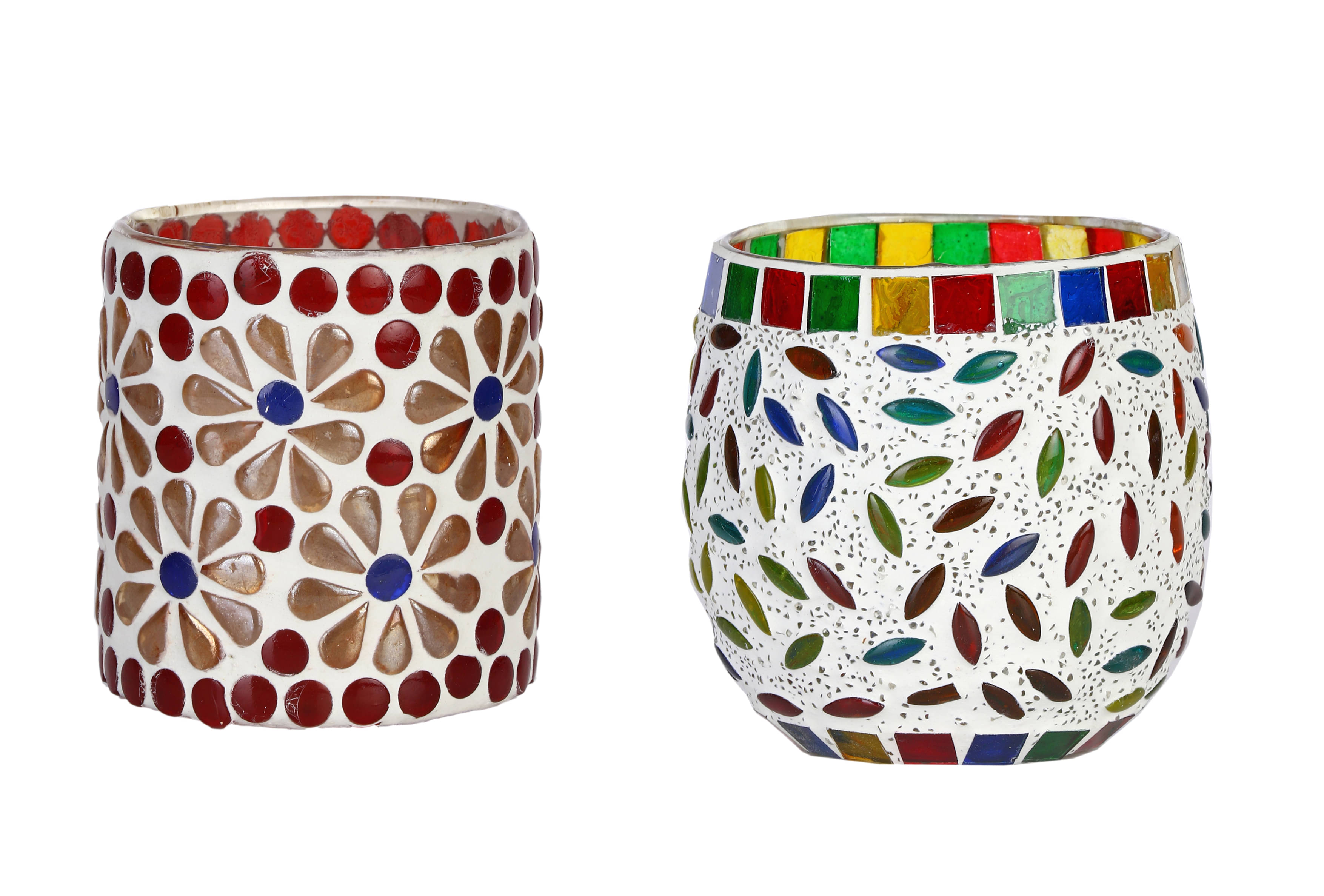     			AFAST Multicolour Table Top Glass Tea Light Holder - Pack of 2