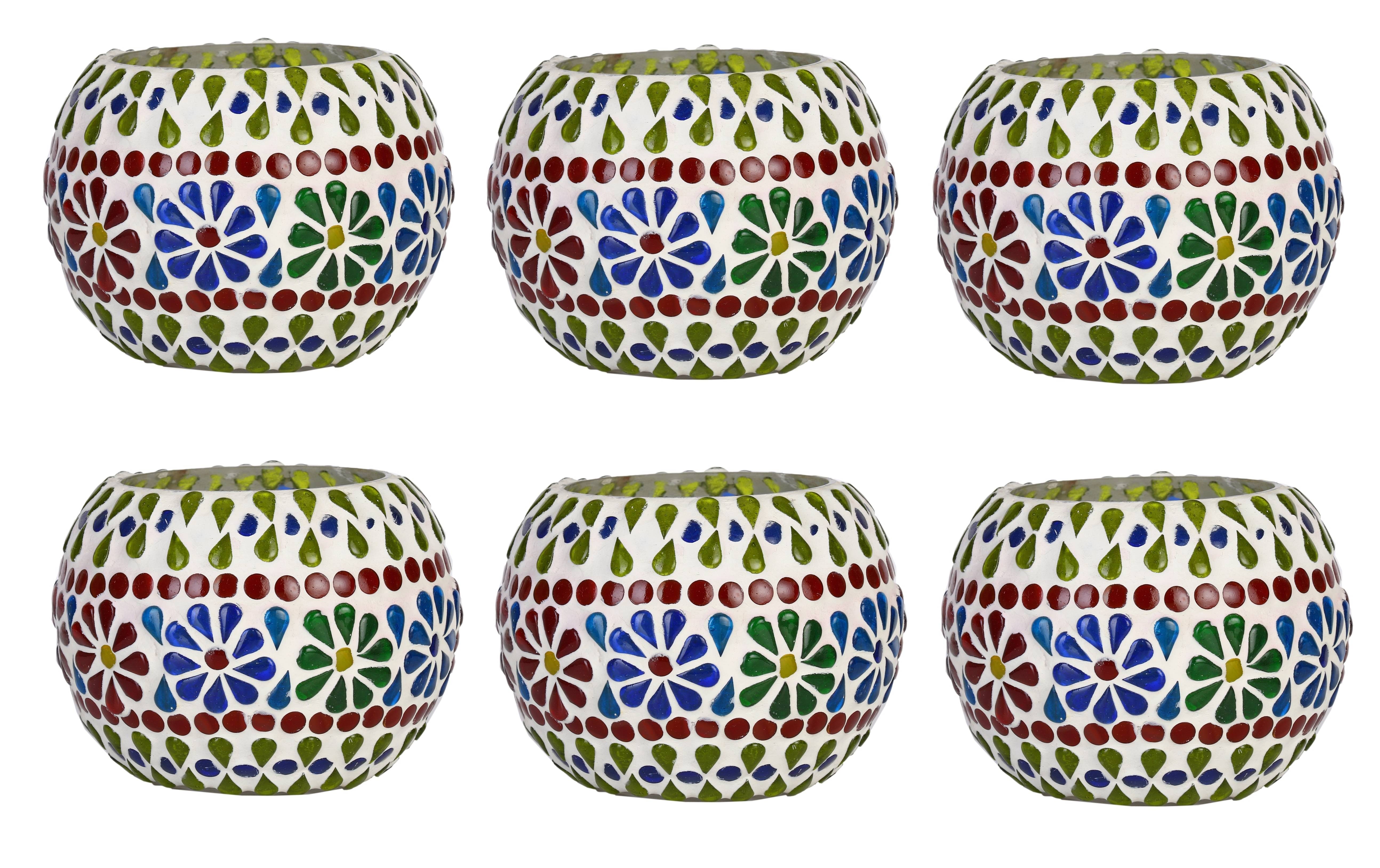     			AFAST Multicolour Table Top Glass Tea Light Holder - Pack of 6