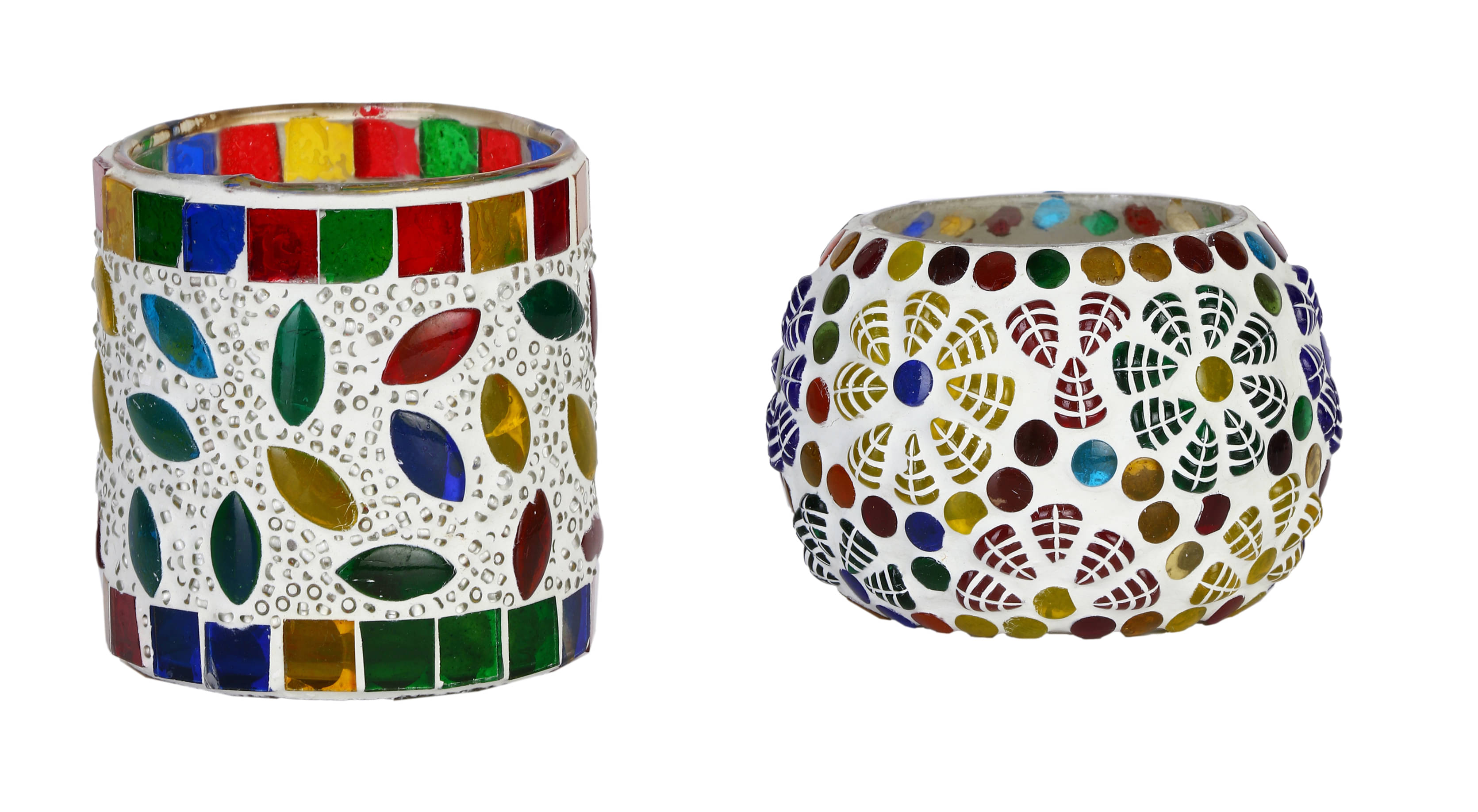 AFAST Multicolour Table Top Glass Tea Light Holder - Pack of 2 AFAST Multicolour Table Top Glass Tea Light Holder - Pack of 2