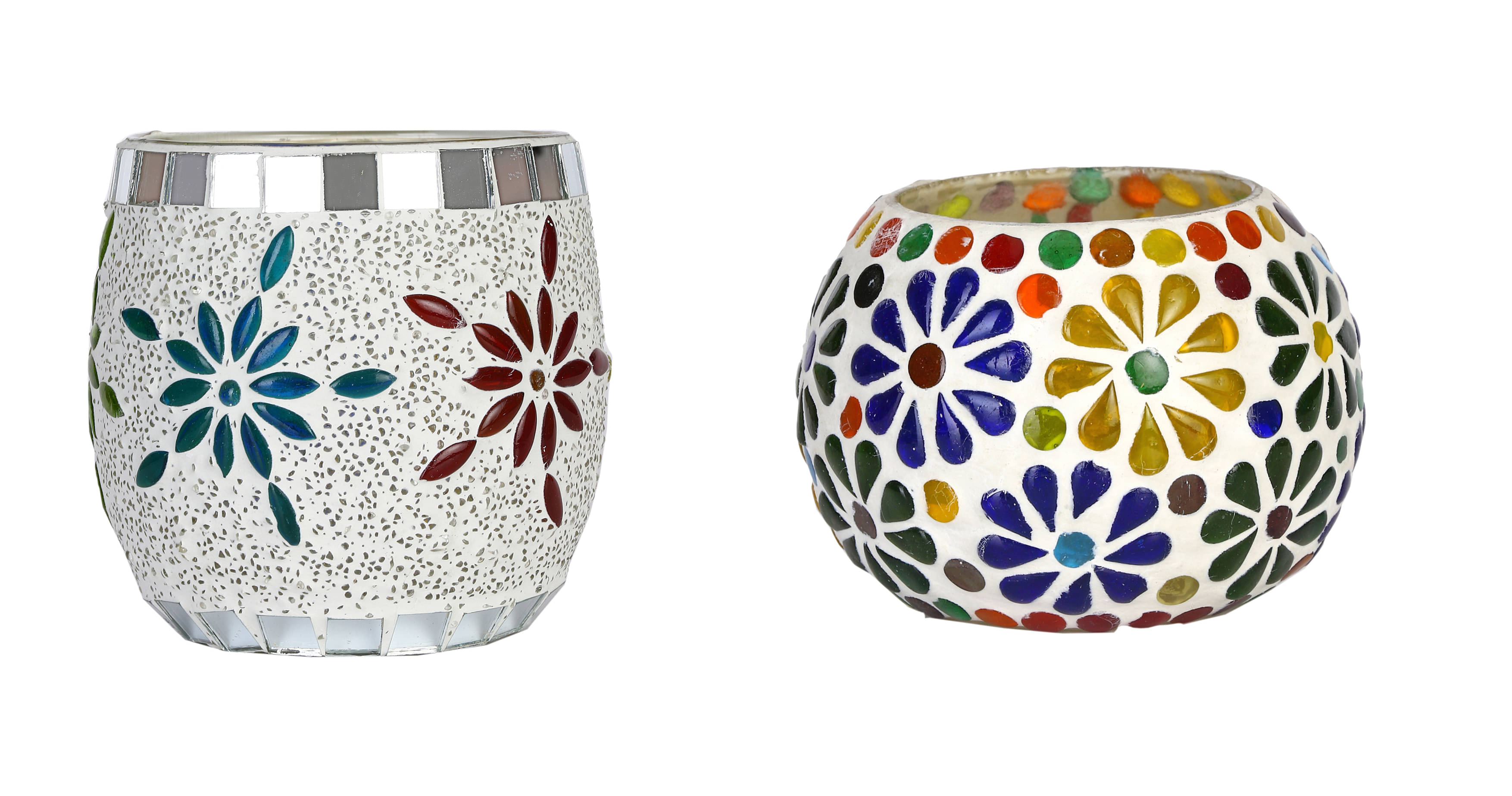     			AFAST Multicolour Table Top Glass Tea Light Holder - Pack of 2