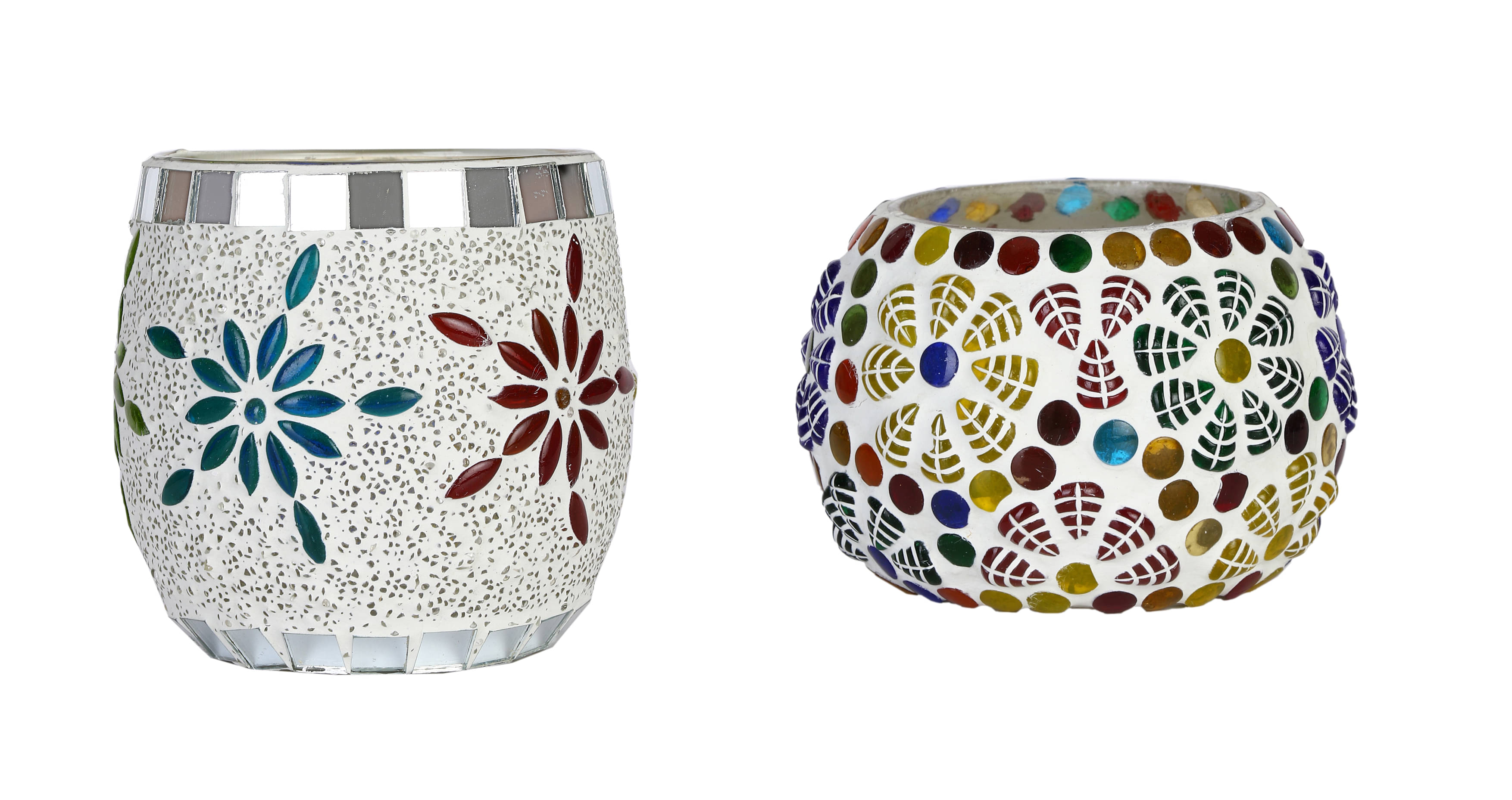     			AFAST Multicolour Table Top Glass Tea Light Holder - Pack of 2