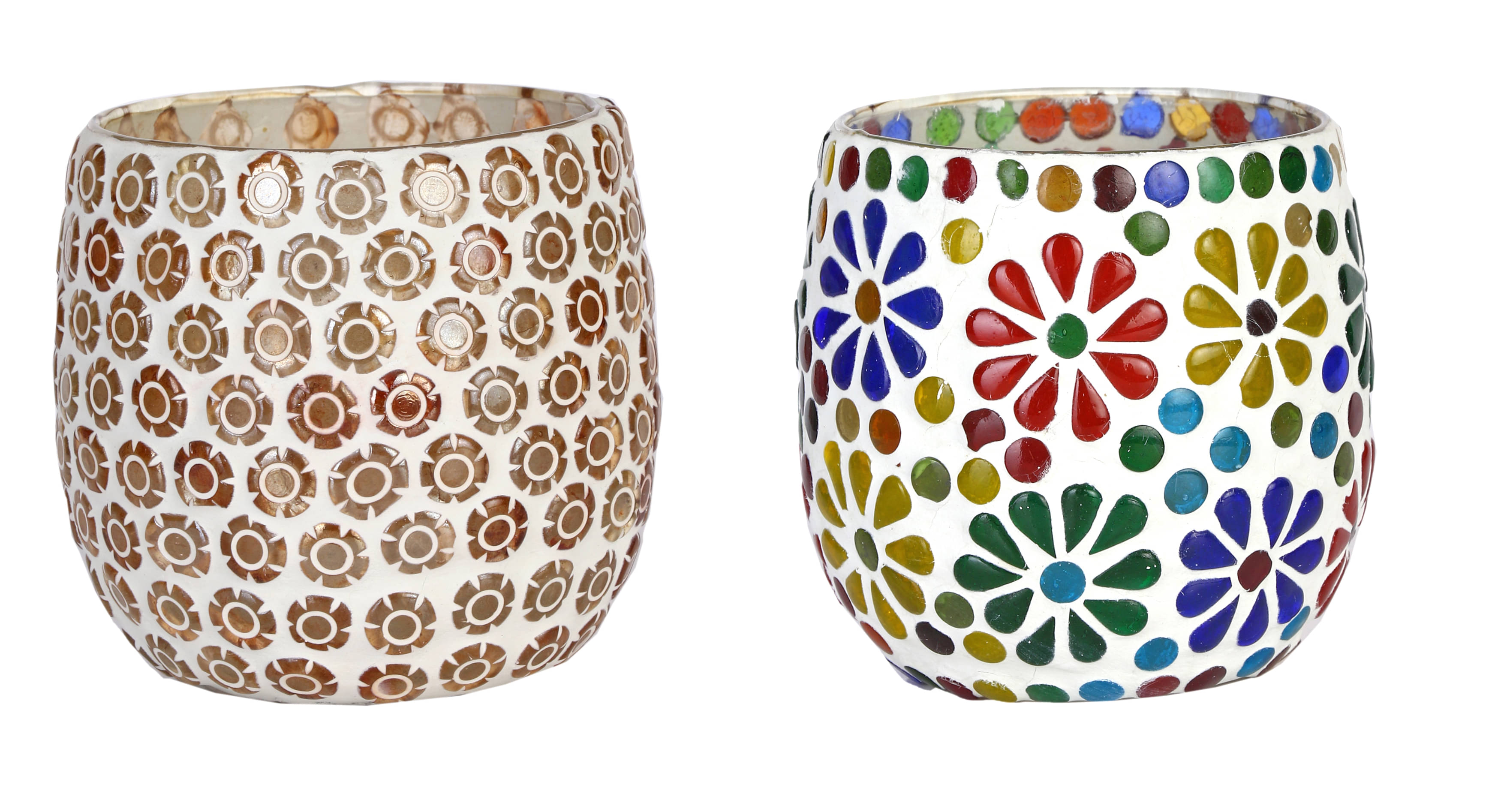     			AFAST Multicolour Table Top Glass Tea Light Holder - Pack of 2