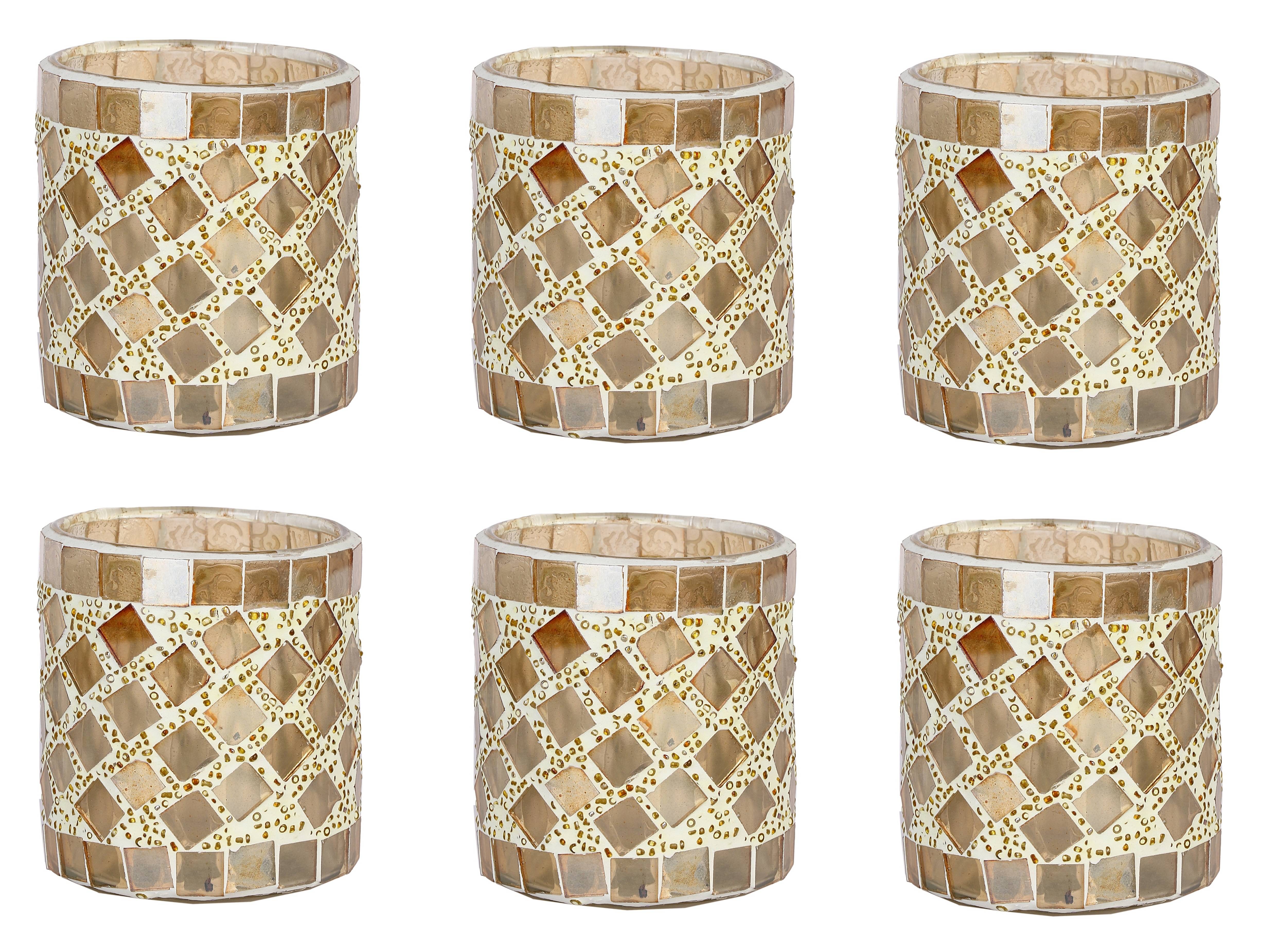 AFAST Multicolour Table Top Glass Tea Light Holder - Pack of 6 AFAST Multicolour Table Top Glass Tea Light Holder - Pack of 6