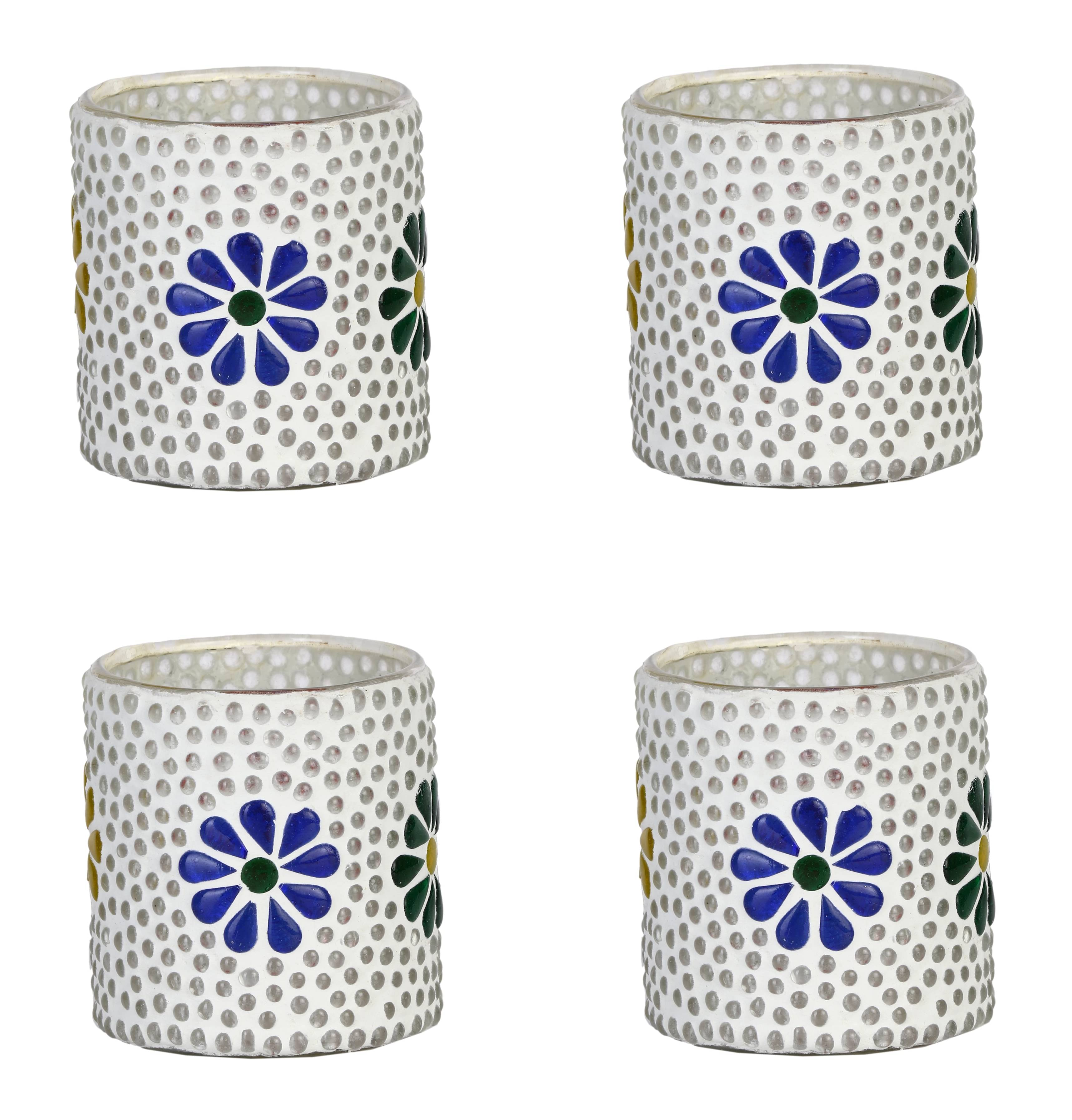     			AFAST Multicolour Table Top Glass Tea Light Holder - Pack of 4