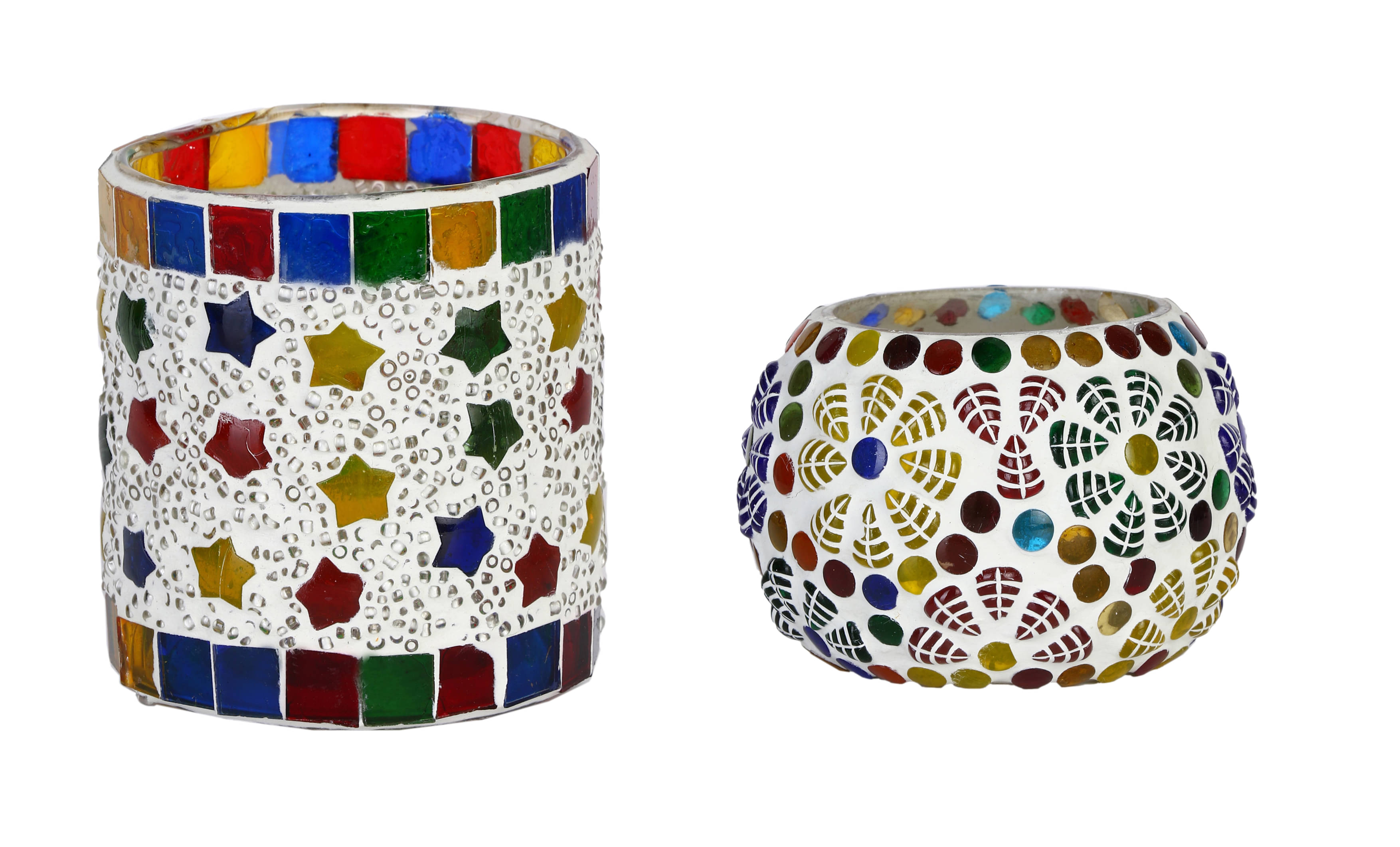    			AFAST Multicolour Table Top Glass Tea Light Holder - Pack of 2