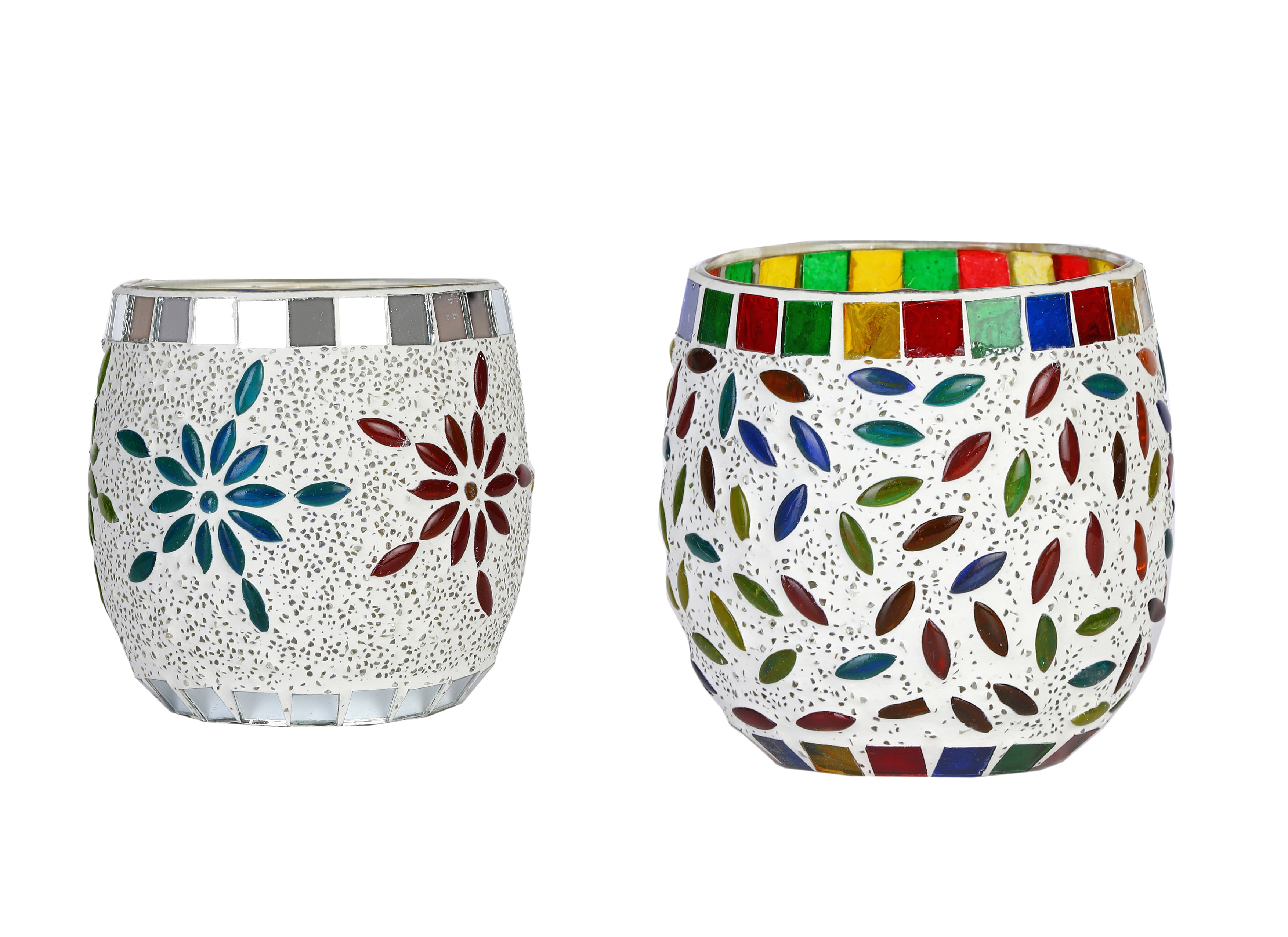 AFAST Multicolour Table Top Glass Tea Light Holder - Pack of 2 AFAST Multicolour Table Top Glass Tea Light Holder - Pack of 2