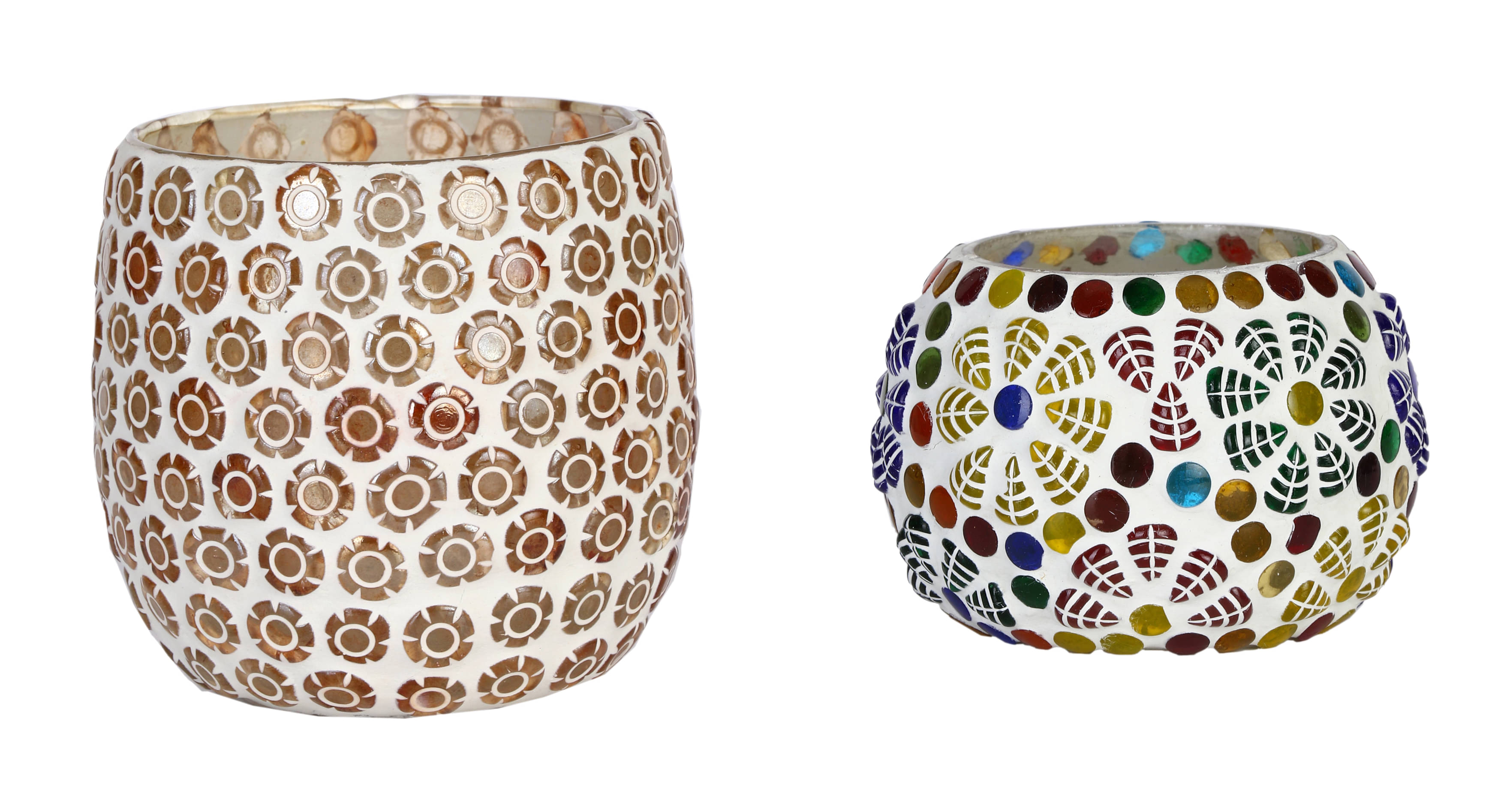    			AFAST Multicolour Table Top Glass Tea Light Holder - Pack of 2