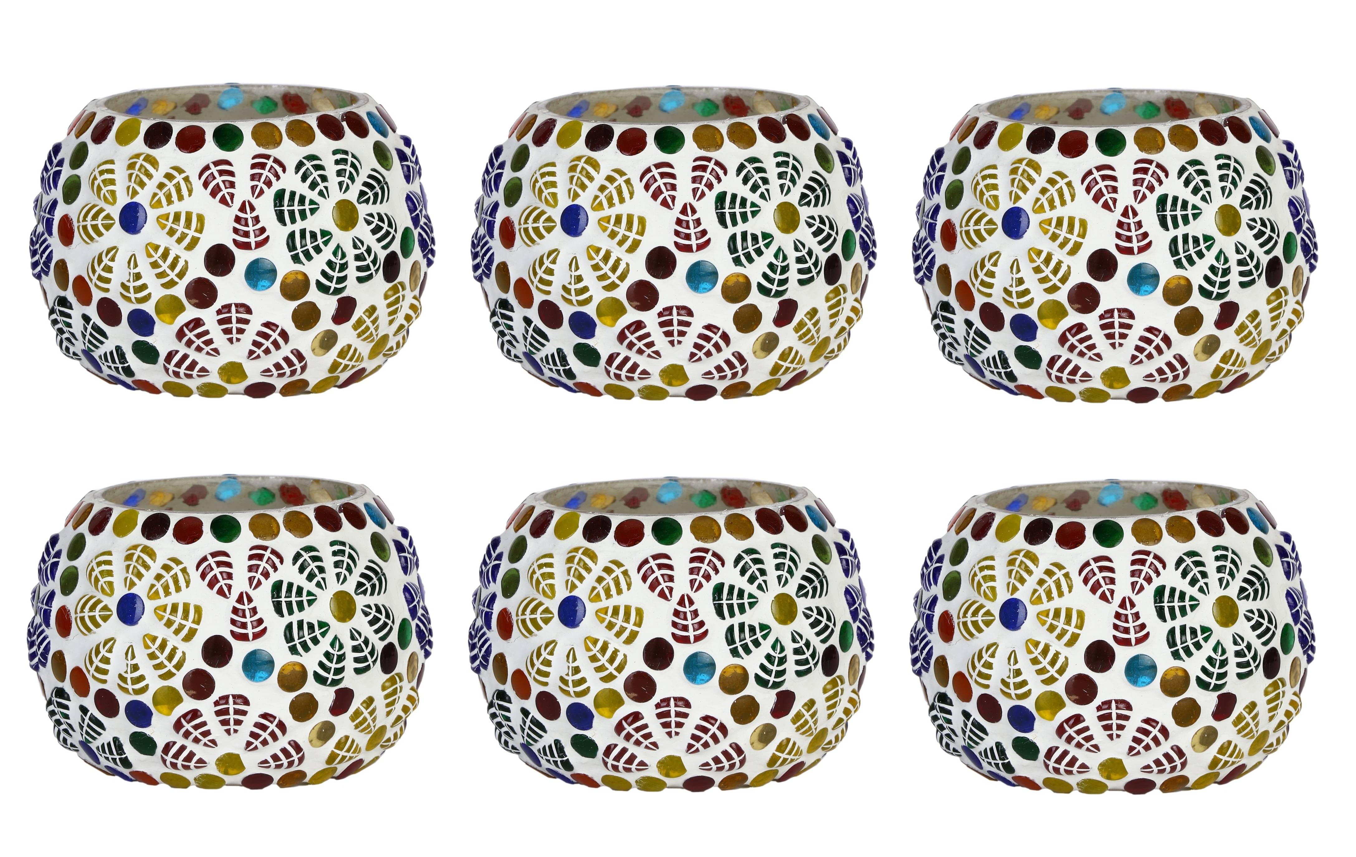 AFAST Multicolour Table Top Glass Tea Light Holder - Pack of 6 AFAST Multicolour Table Top Glass Tea Light Holder - Pack of 6