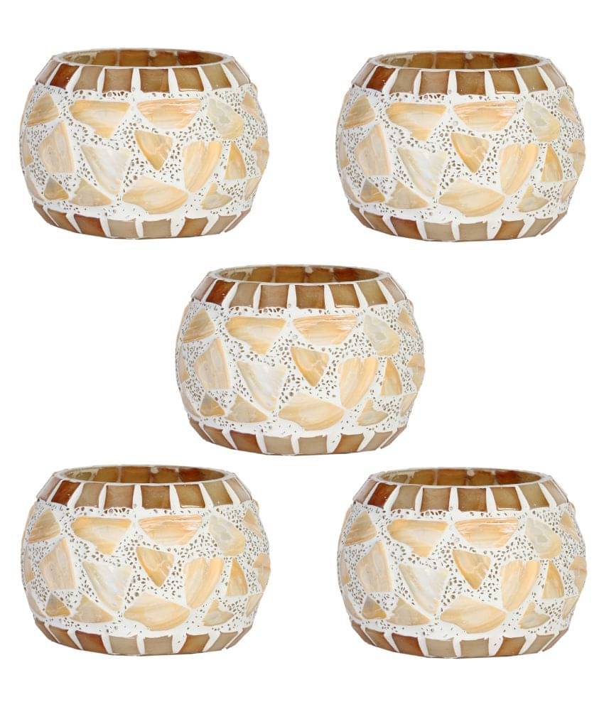 AFAST Multicolour Table Top Glass Tea Light Holder - Pack of 5 AFAST Multicolour Table Top Glass Tea Light Holder - Pack of 5