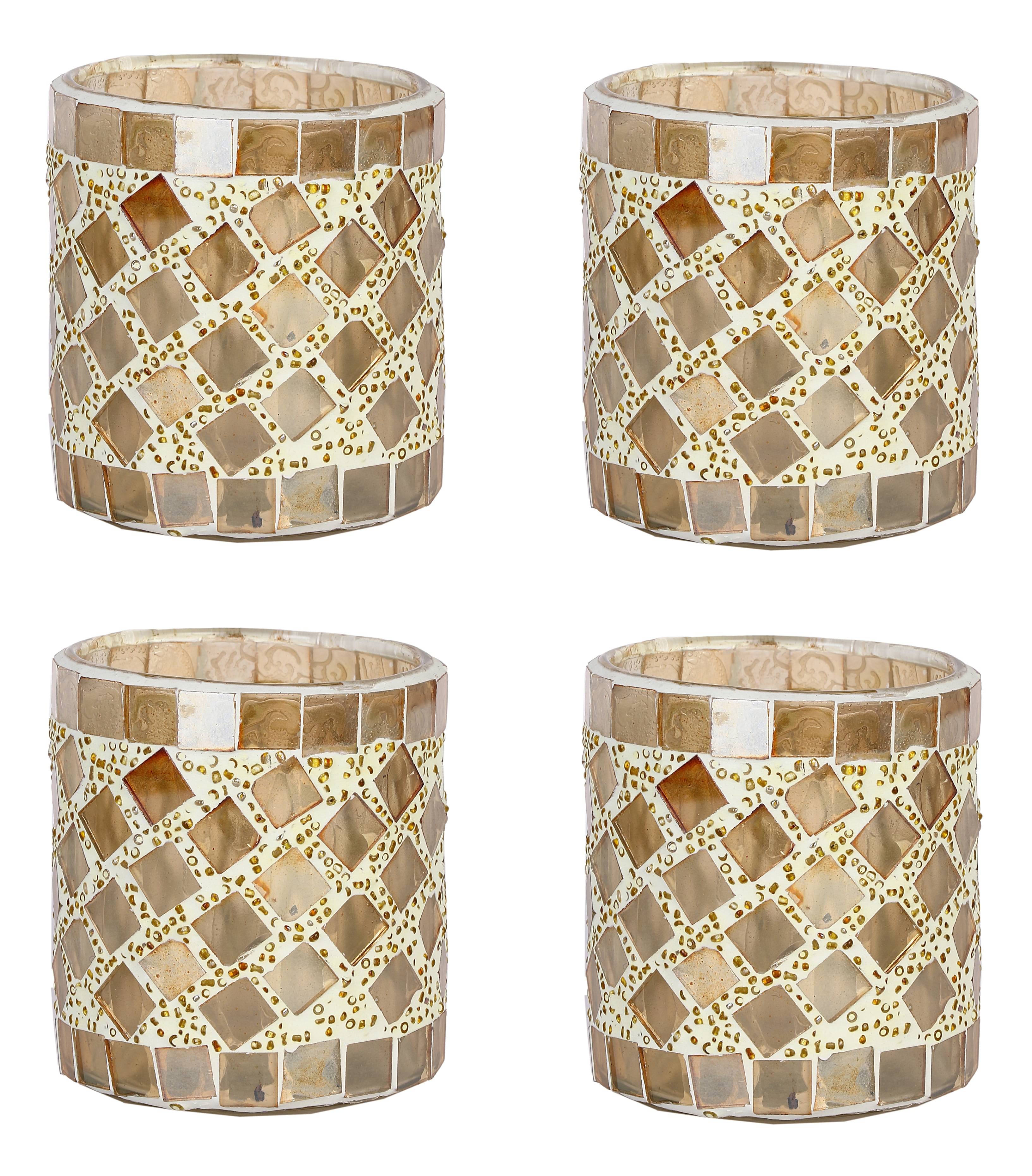     			AFAST Multicolour Table Top Glass Tea Light Holder - Pack of 4