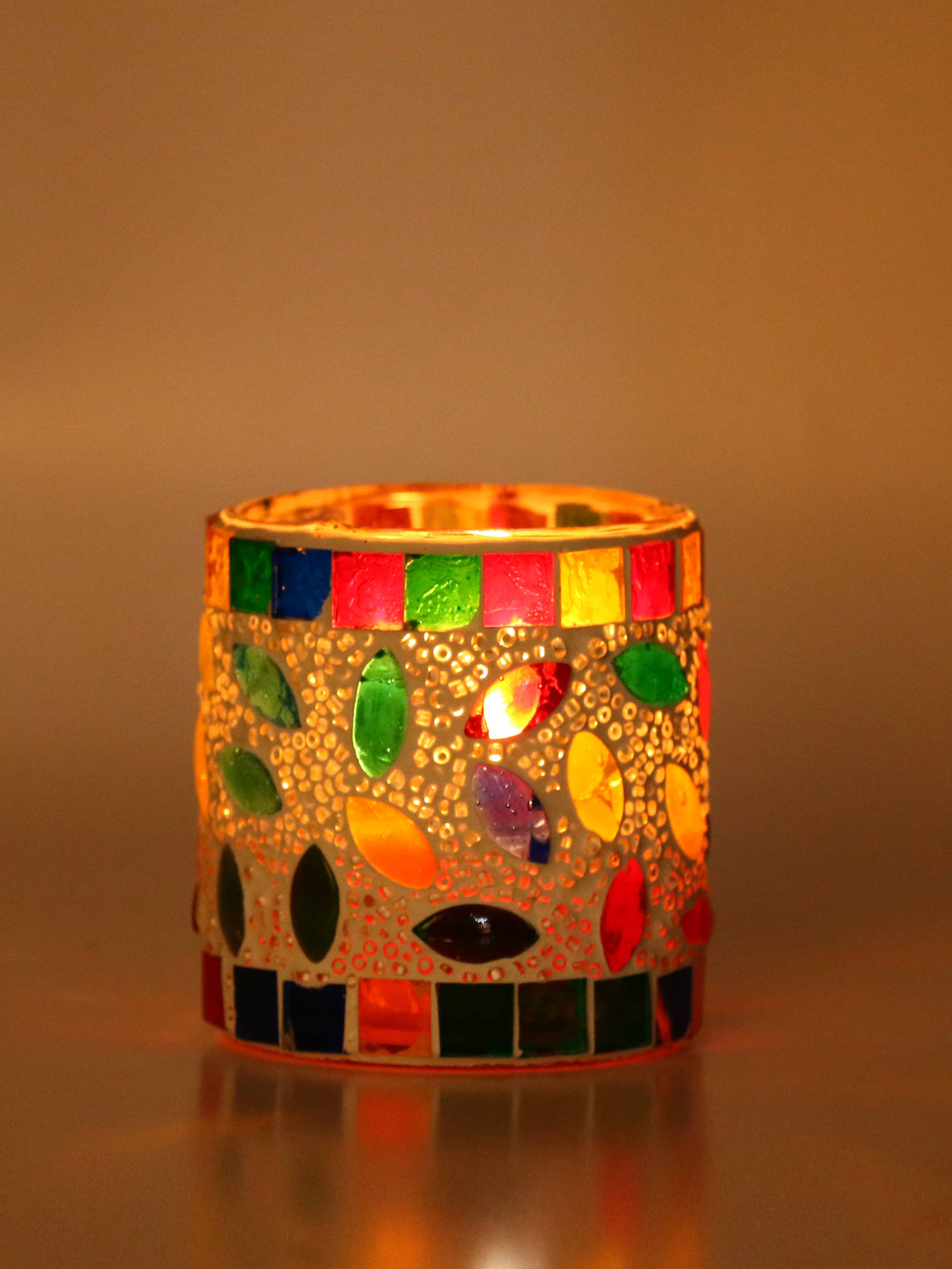 AFAST Multicolour Table Top Glass Tea Light Holder - Pack of 1 AFAST Multicolour Table Top Glass Tea Light Holder - Pack of 1