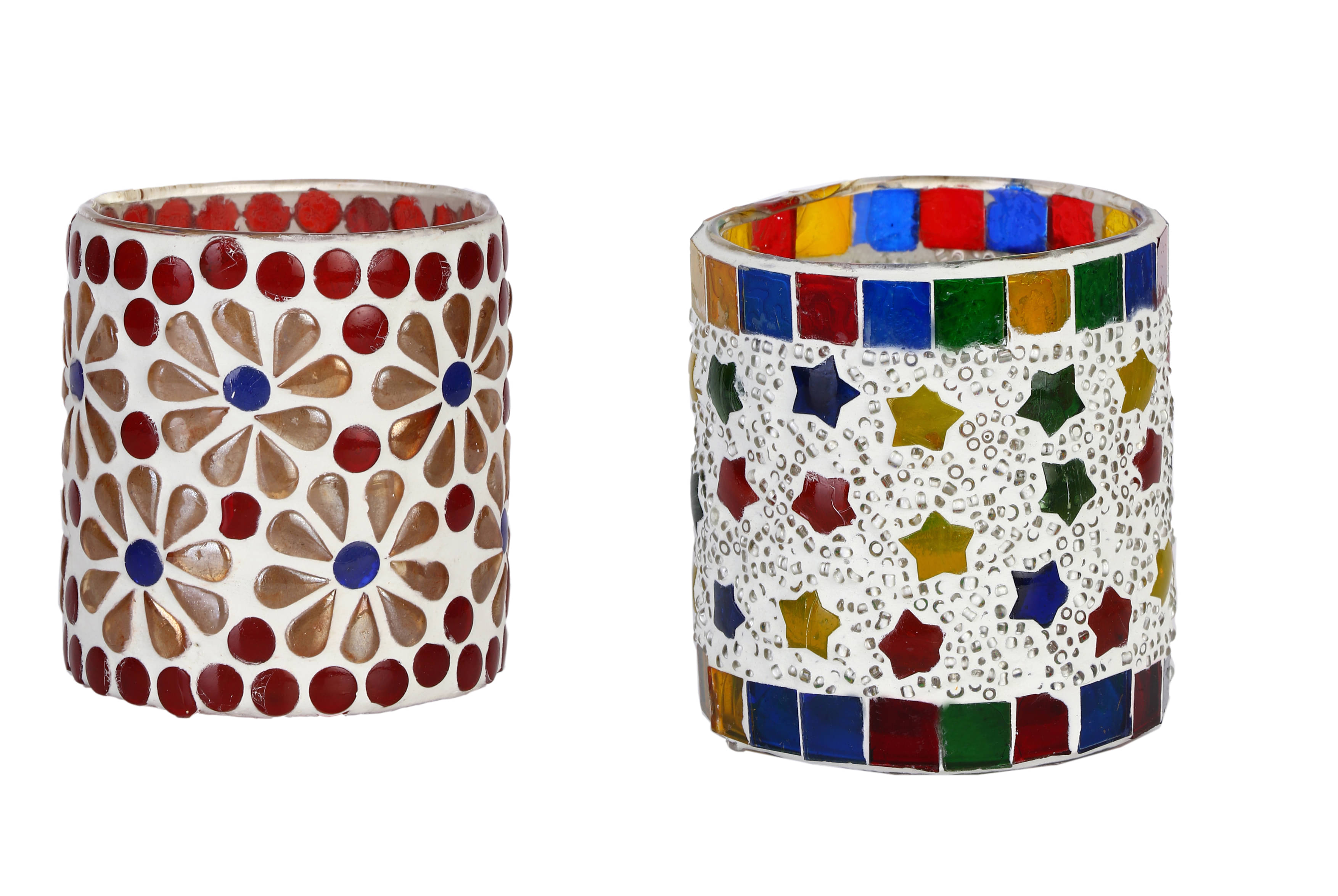     			AFAST Multicolour Table Top Glass Tea Light Holder - Pack of 2