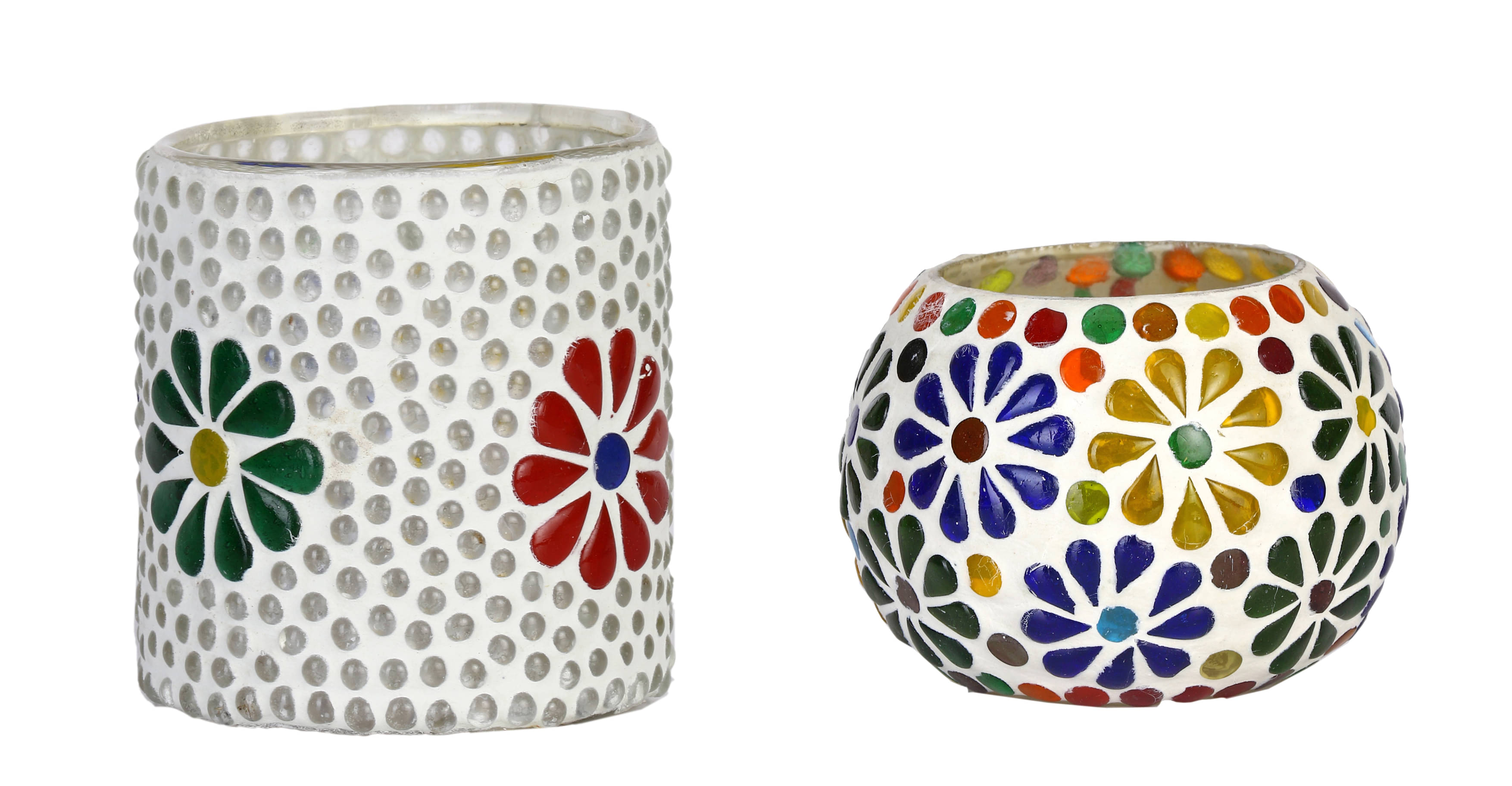 AFAST Multicolour Table Top Glass Tea Light Holder - Pack of 2 AFAST Multicolour Table Top Glass Tea Light Holder - Pack of 2