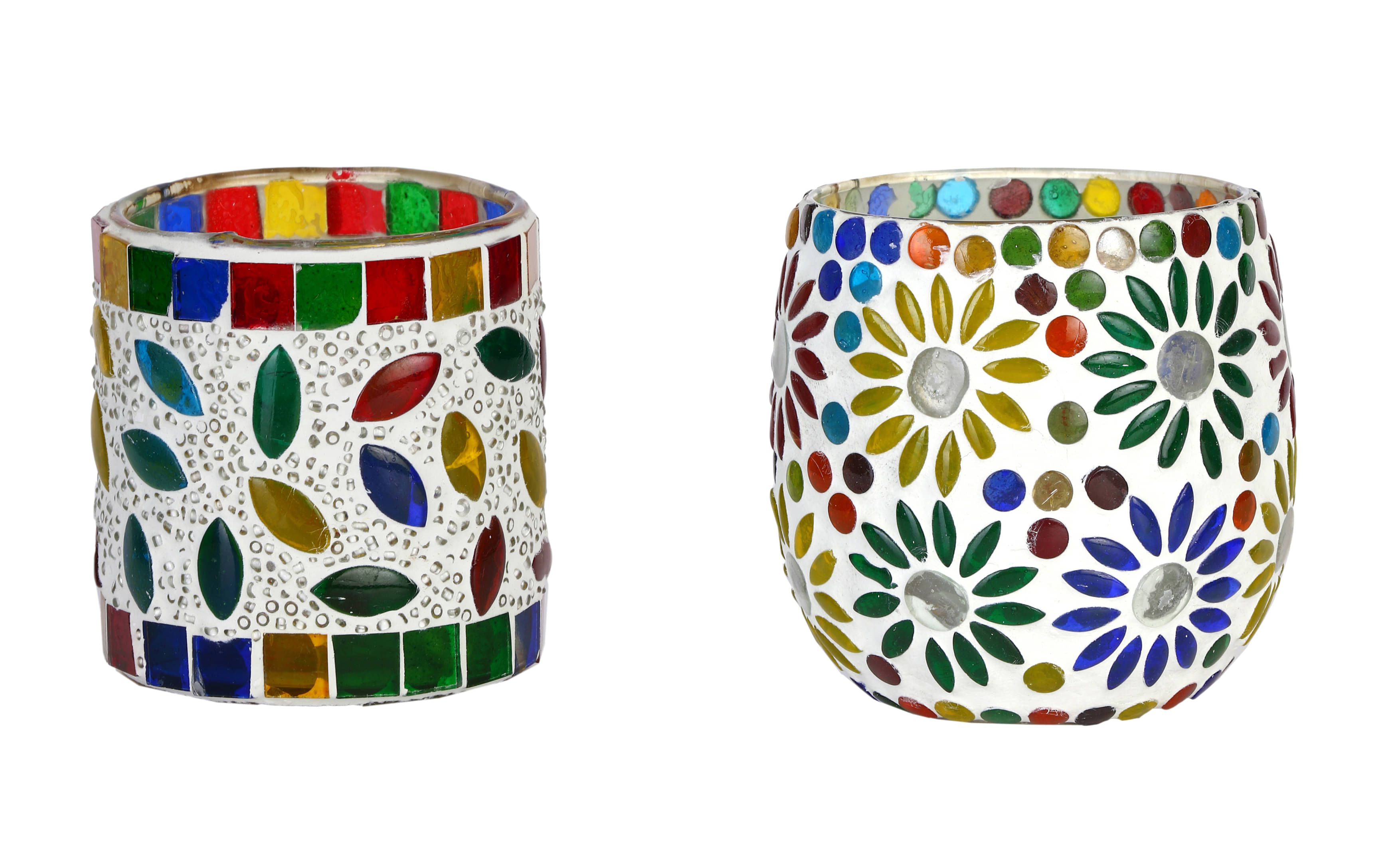 AFAST Multicolour Table Top Glass Tea Light Holder - Pack of 2 AFAST Multicolour Table Top Glass Tea Light Holder - Pack of 2